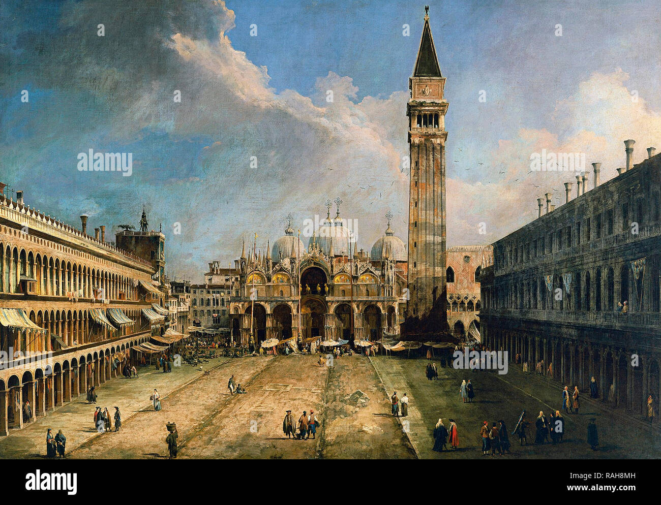 La Piazza San Marco a Venezia - Canaletto, circa 1724 Foto Stock