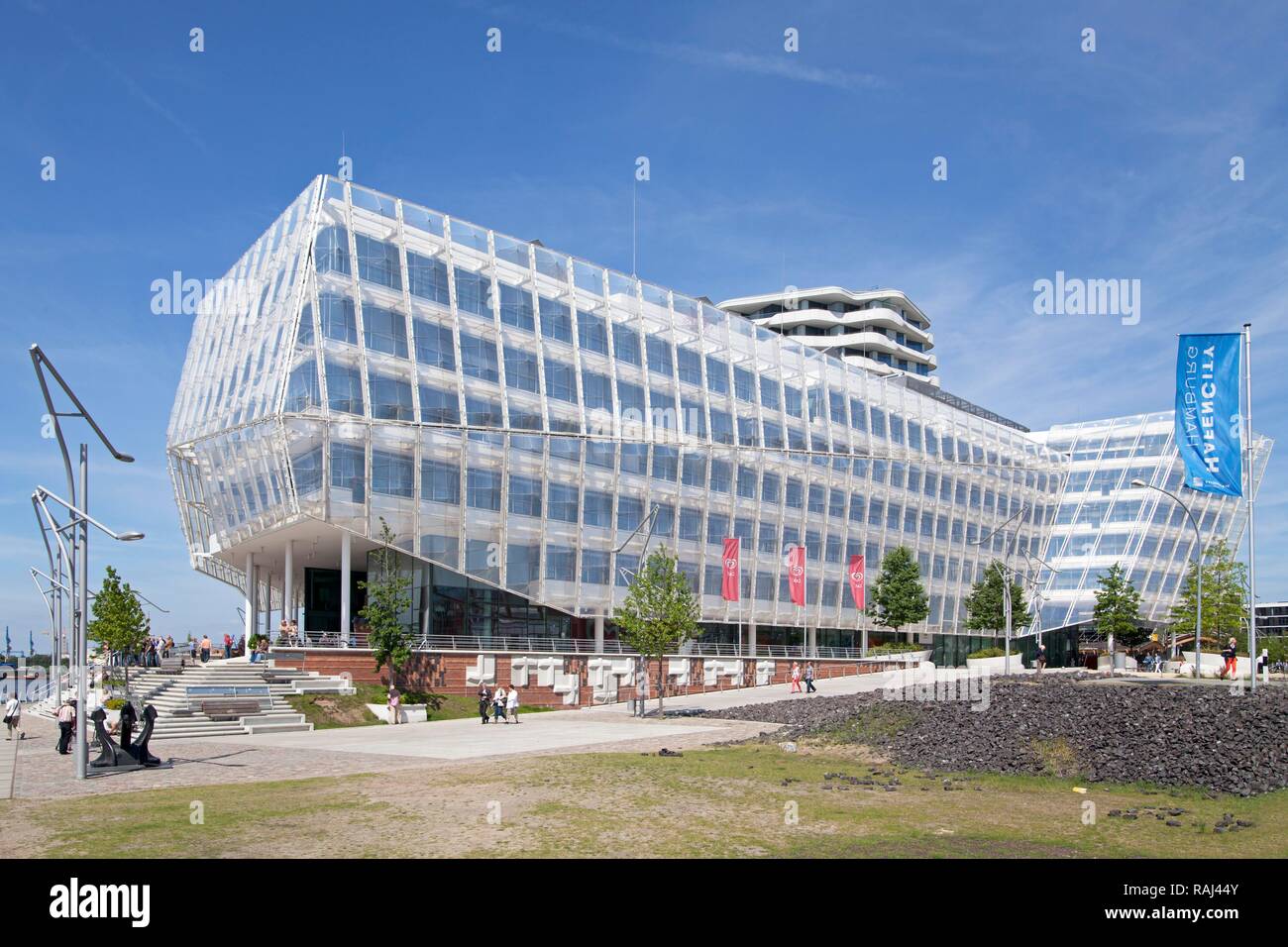 La Unilever House e Marco Polo Tower, HafenCity trimestre, Amburgo, PublicGround Foto Stock