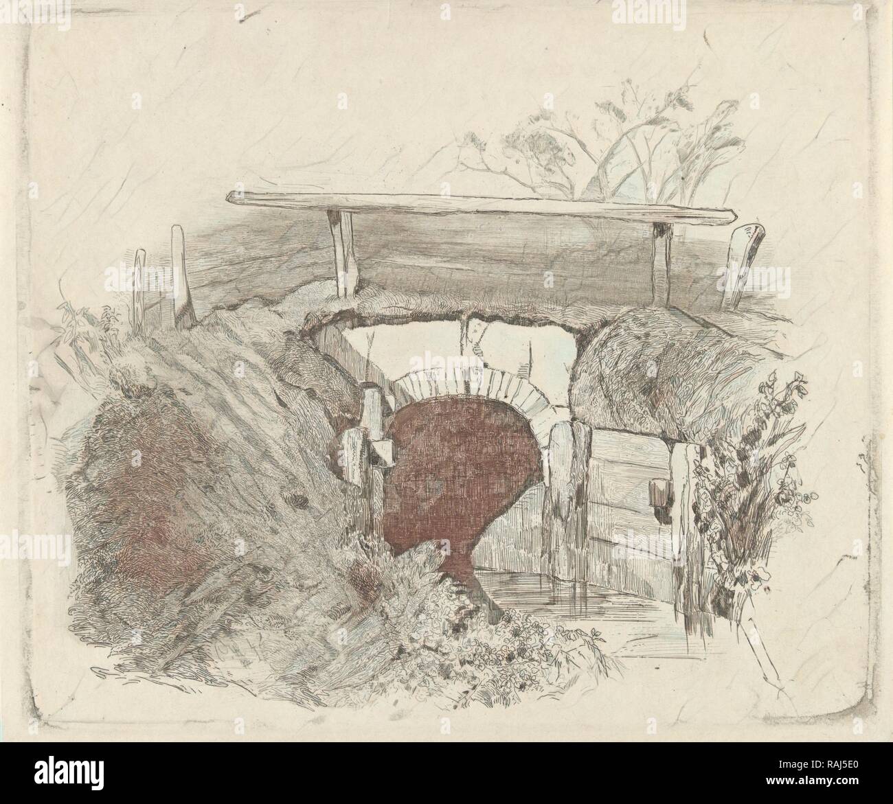 Bridge, Charles Rochussen, 1842. Reinventato da Gibon. Arte Classica con un tocco di moderno reinventato Foto Stock