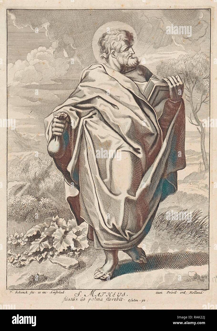 Apostolo Matteo, Pieter Schenk (MI), 1670 - 1711. Reinventato da Gibon. Arte Classica con un tocco di moderno reinventato Foto Stock