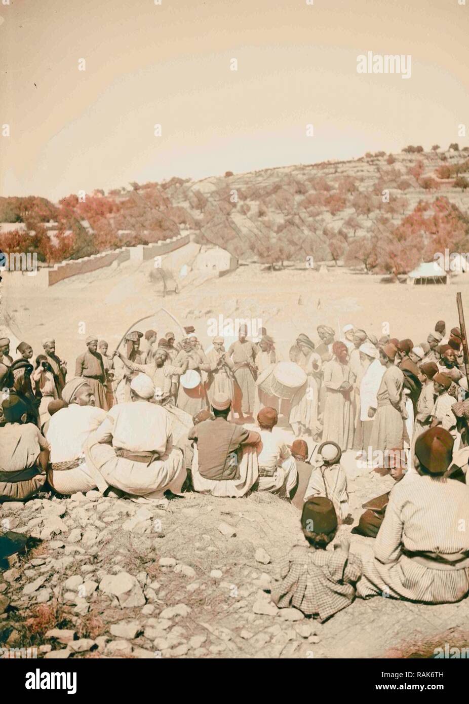 Ballo di spada a un matrimonio 1900 Medio Oriente. Reinventato da Gibon. Arte Classica con un tocco di moderno reinventato Foto Stock