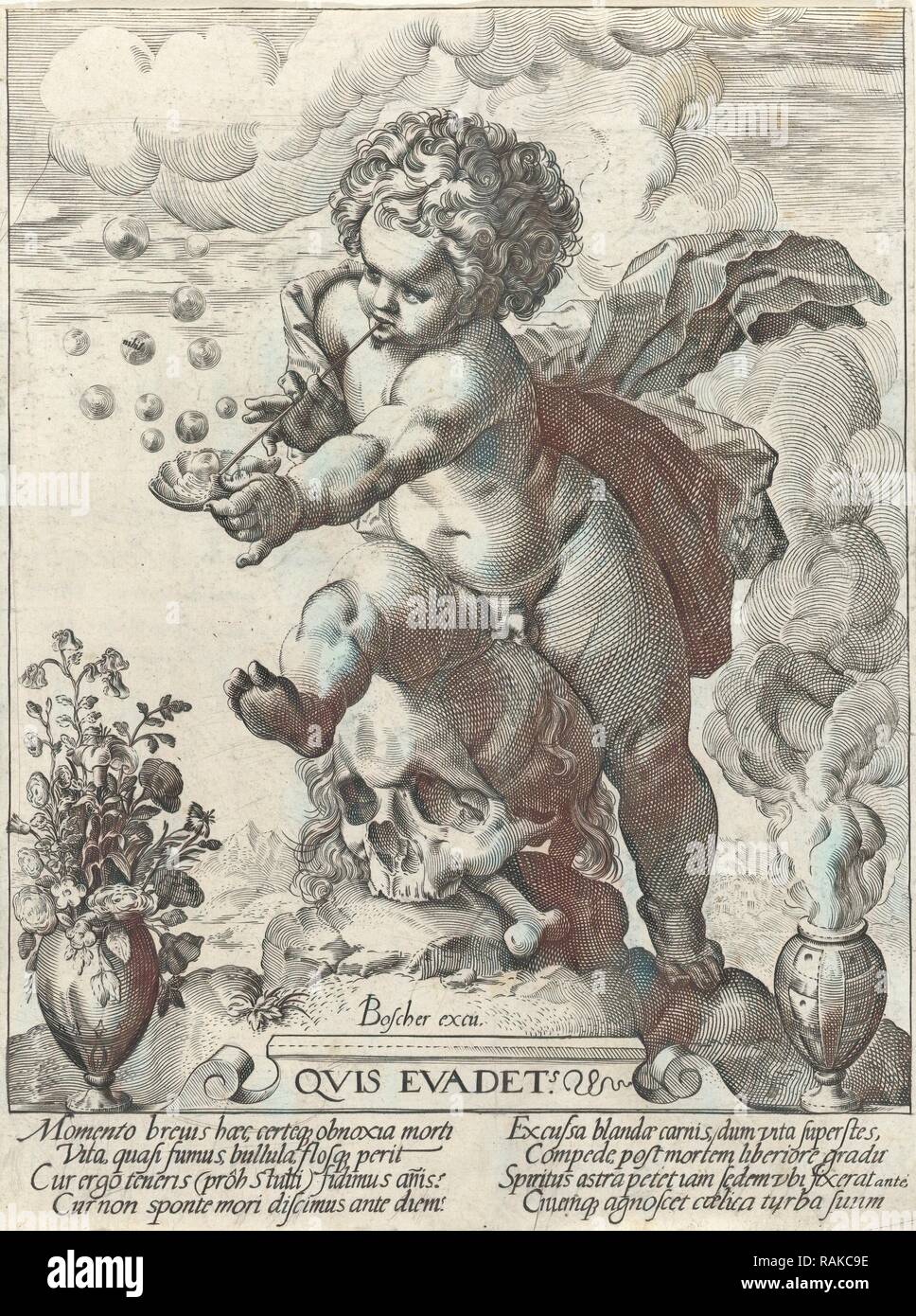 Allegoria della caducità, anonimo, Joos de Bosscher, 1587 - prima del 1600. Reinventato da Gibon. Arte Classica con un reinventato Foto Stock