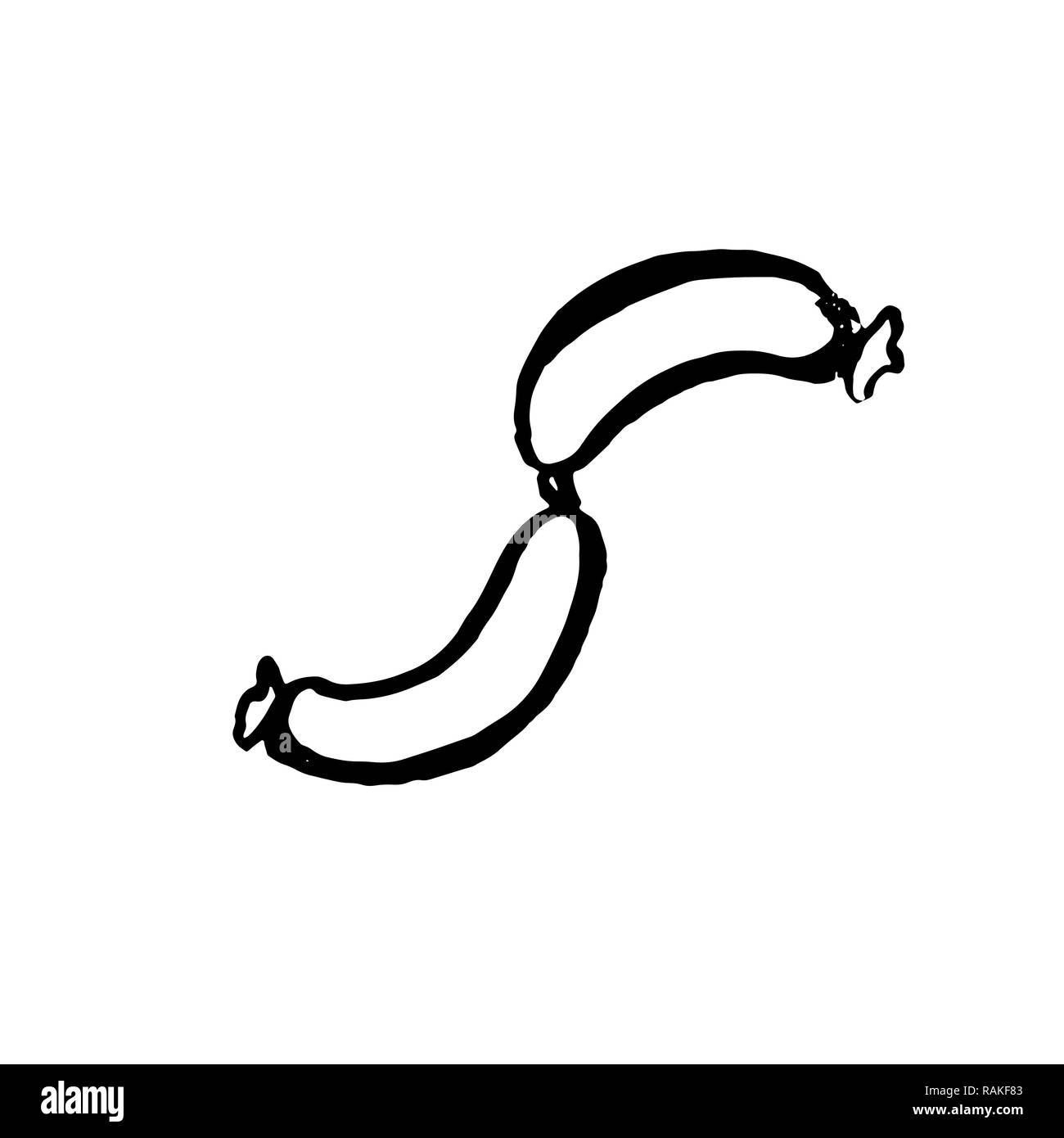 Salsiccia icona grunge. Vettore disegnati a mano illustrazione. Illustrazione Vettoriale