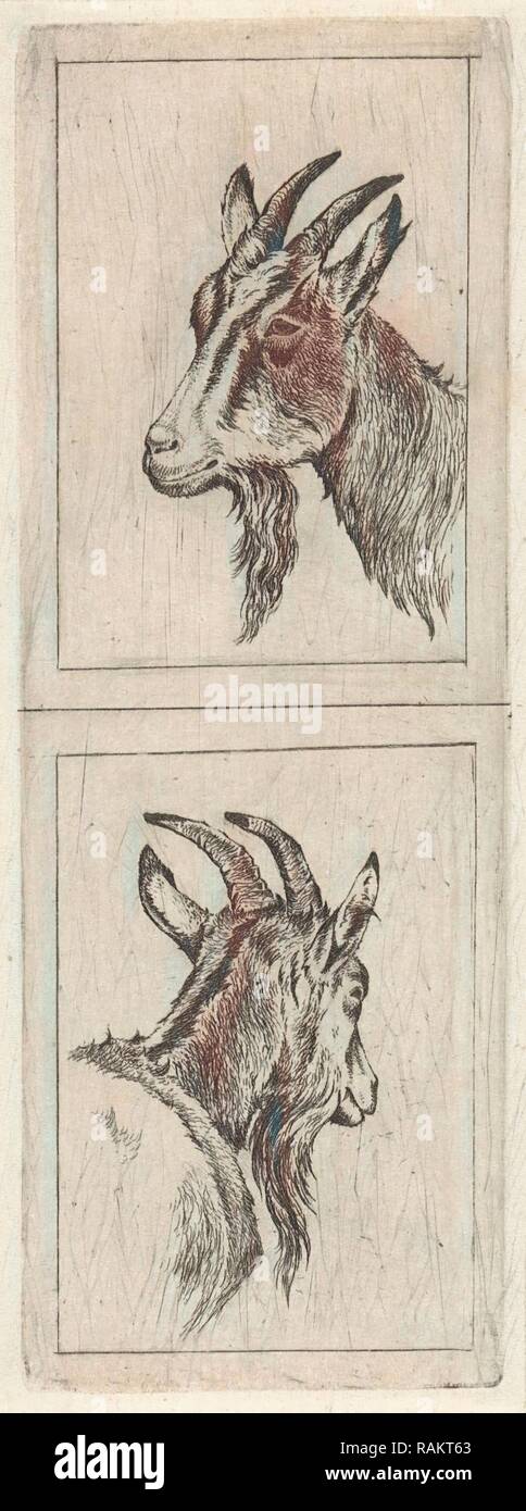 Testa di capre, Pieter Janson, 1780 - 1851. Reinventato da Gibon. Arte Classica con un tocco di moderno reinventato Foto Stock