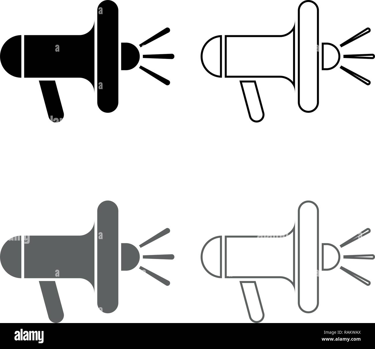 Altoparlante megafono Imposta icona grigio colore nero vettore I Outline stile piatto semplice immagine Illustrazione Vettoriale