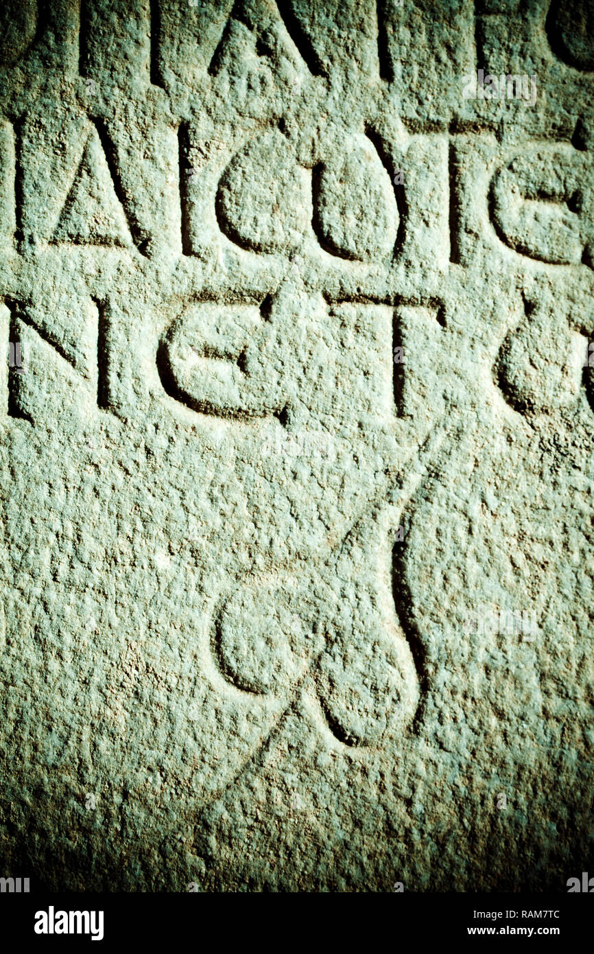 Antiche antiche parole greche sulla pietra di marmo Foto Stock