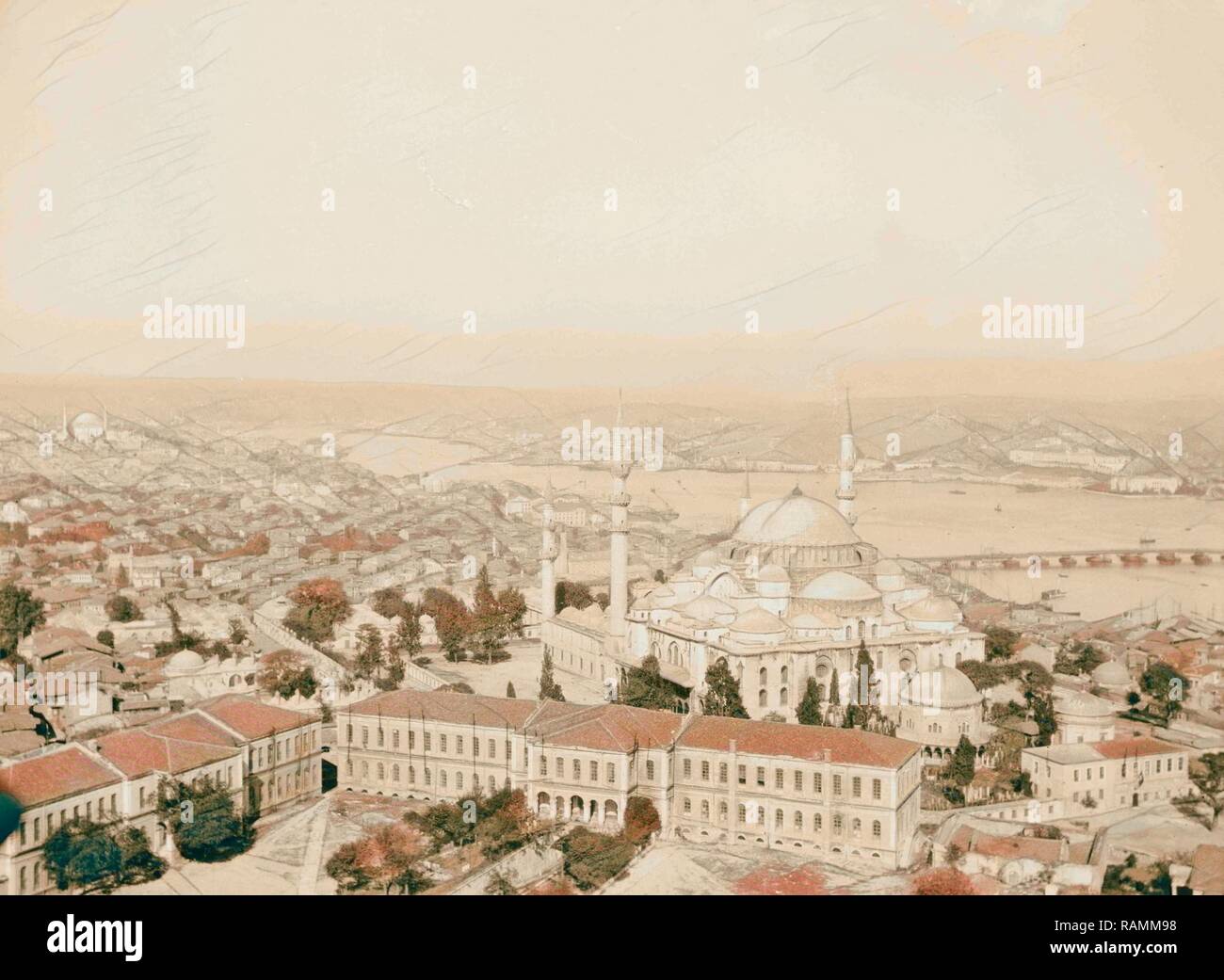 Costantinopoli. La moschea di Santa Sofia e Costantinopoli 1900, Turchia, Istanbul. Reinventato da Gibon. Arte Classica con reinventato Foto Stock