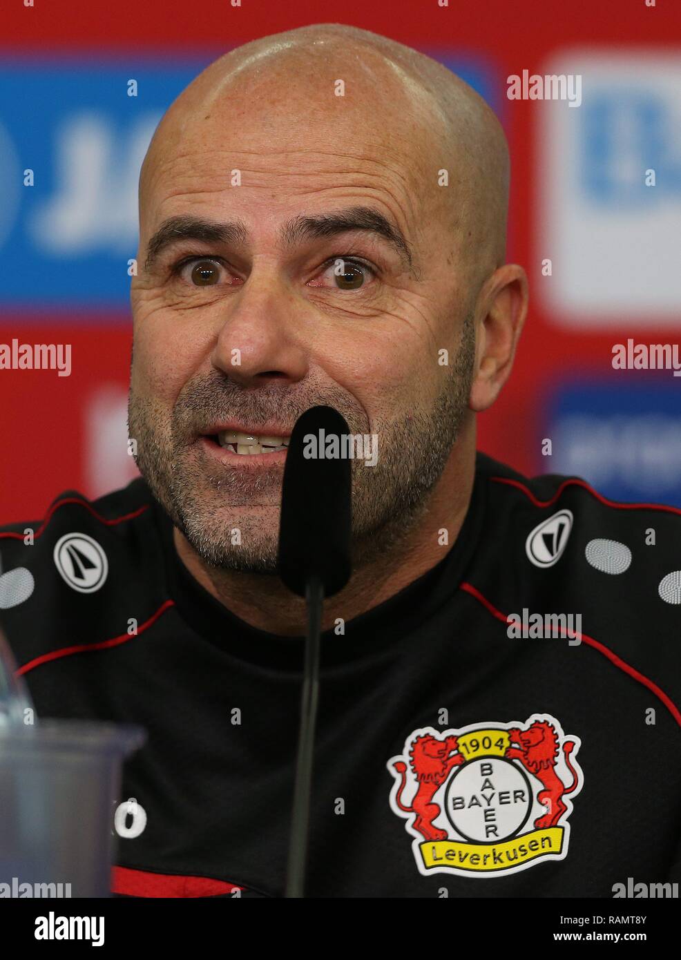 Firo: 04.01.2019, calcio, 1.Bundesliga, stagione 2018/2019, Bayer 04 Leverkusen, presentazione coach Peter BOSZ, PK, conferenza stampa, coach Peter BOSZ, ritratto | Foto Stock