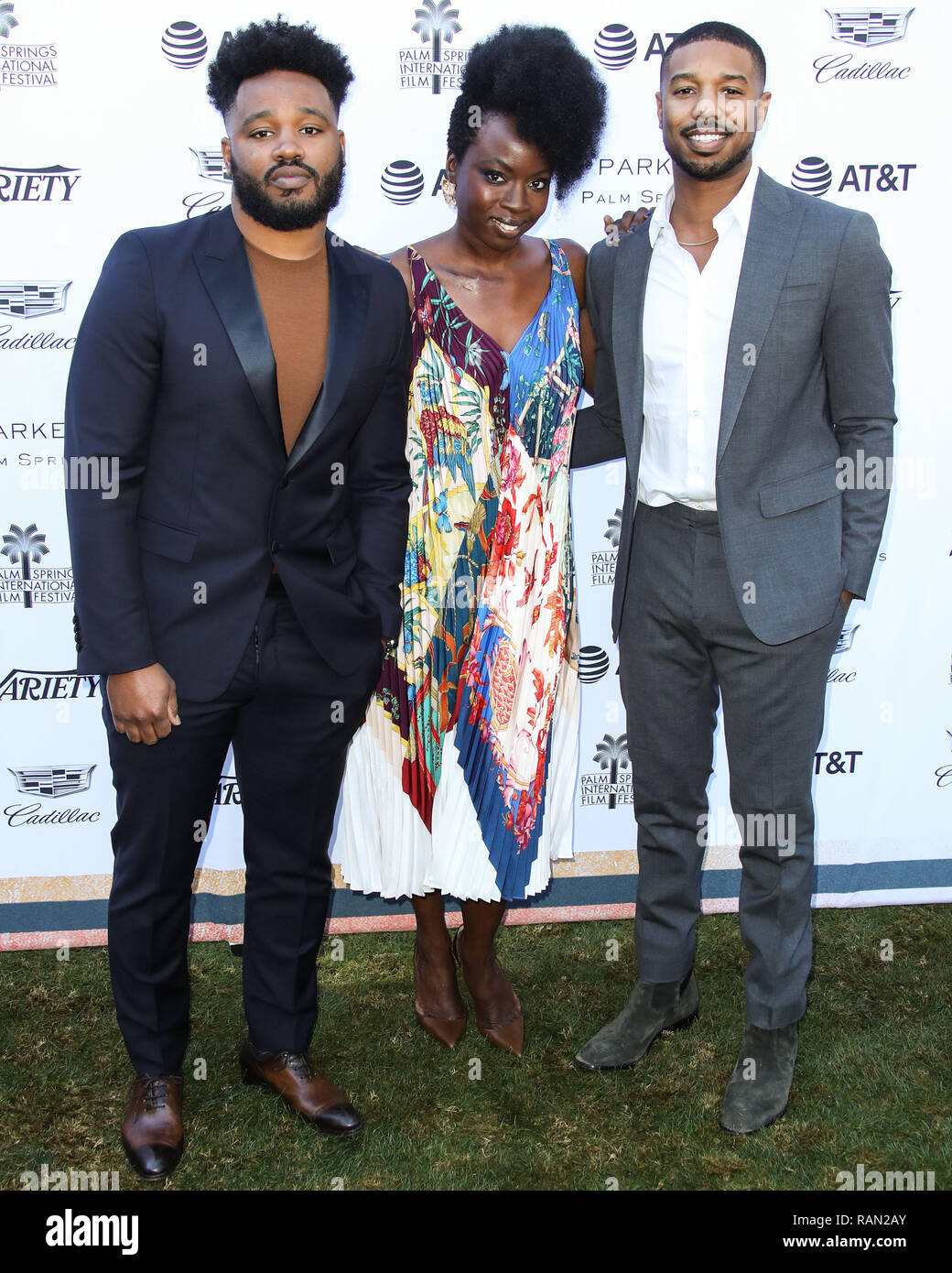 Palm Springs, California, Stati Uniti d'America. 4 gennaio, 2019. Direttore Ryan Coogler, attrice Danai Gurira e attore Michael B. Giordania arriva alla varietà Creative Impact Awards e 10 amministratori di guardare il Brunch tappeto rosso 2019 al trentesimo annuale di Palm Springs International Film Festival Awards Gala tenutosi presso il parker Palm Springs su Gennaio 4, 2019 a Palm Springs, California, Stati Uniti. (Foto di Xavier COLLIN/Image Press Agency) Credito: Image Press Agency/Alamy Live News Foto Stock