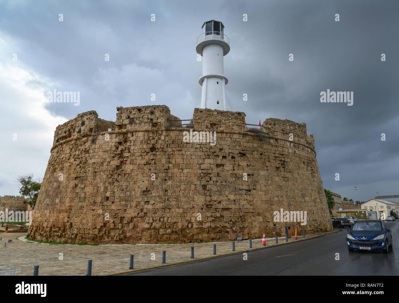 Faro, bastione Canbulat, Famagosta, Repubblica Turca di Cipro del Nord, Leuchtturm, Canbulat-Bastion, Famagosta,Tuerkische Republik Nordzypern Foto Stock