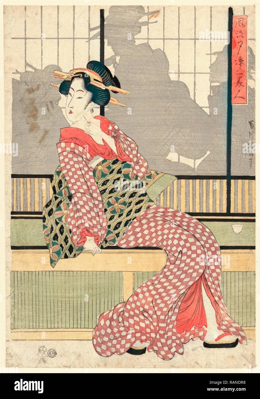 Furyu Yusuzumi San Bijin versione aggiornata delle tre bellezze godendo il fresco di sera. [Tra il 1807 e il 1820], 1 reinventato Foto Stock