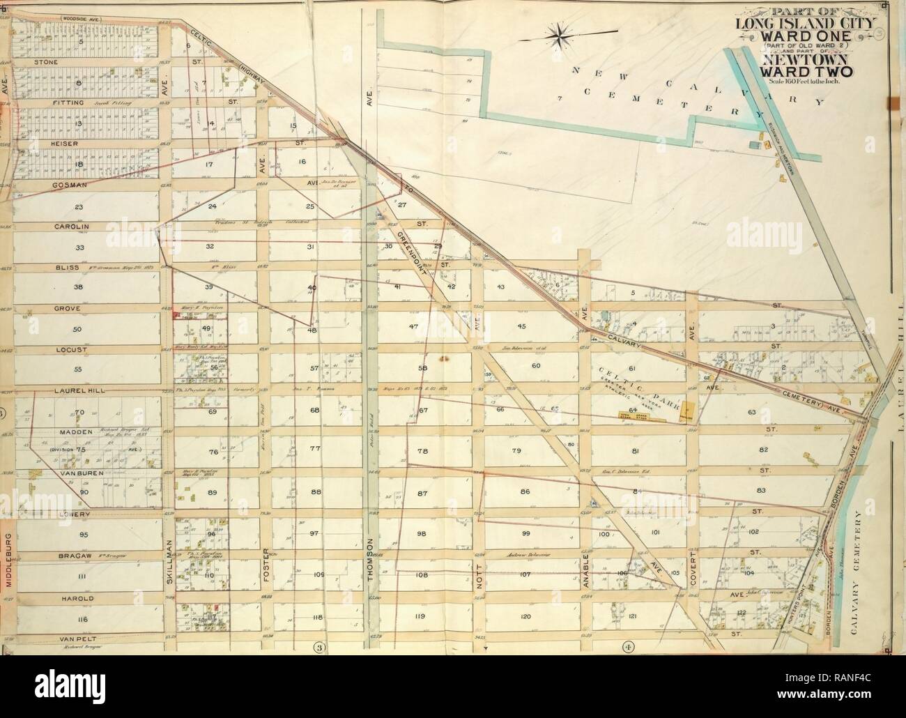 Queens, Vol. 2, doppia piastra pagina n. 5, parte della città di Long Island Ward una parte del vecchio Ward due e parte di Newtown reinventato Foto Stock