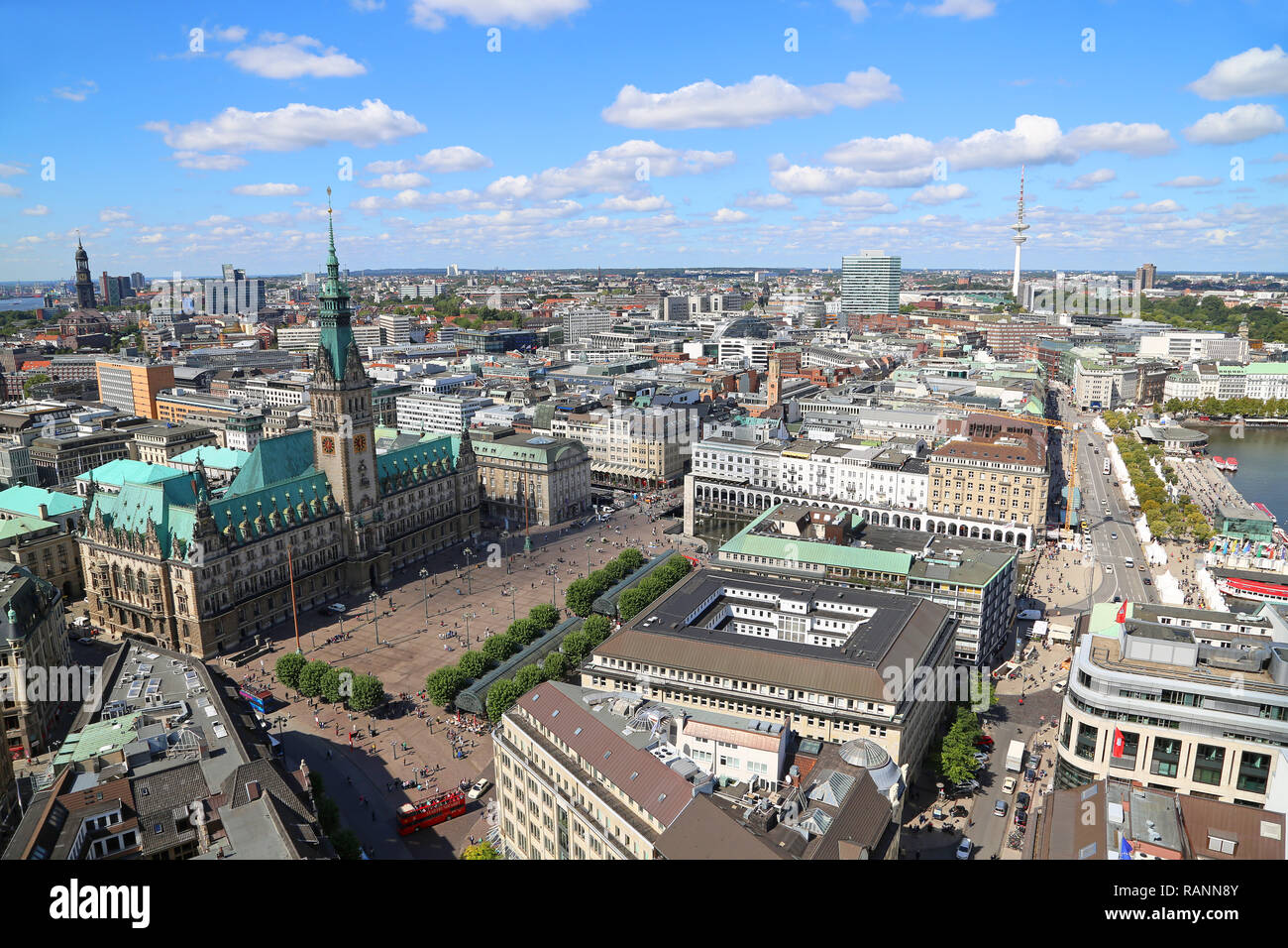 Vista aerea di Hamburg city center Foto Stock