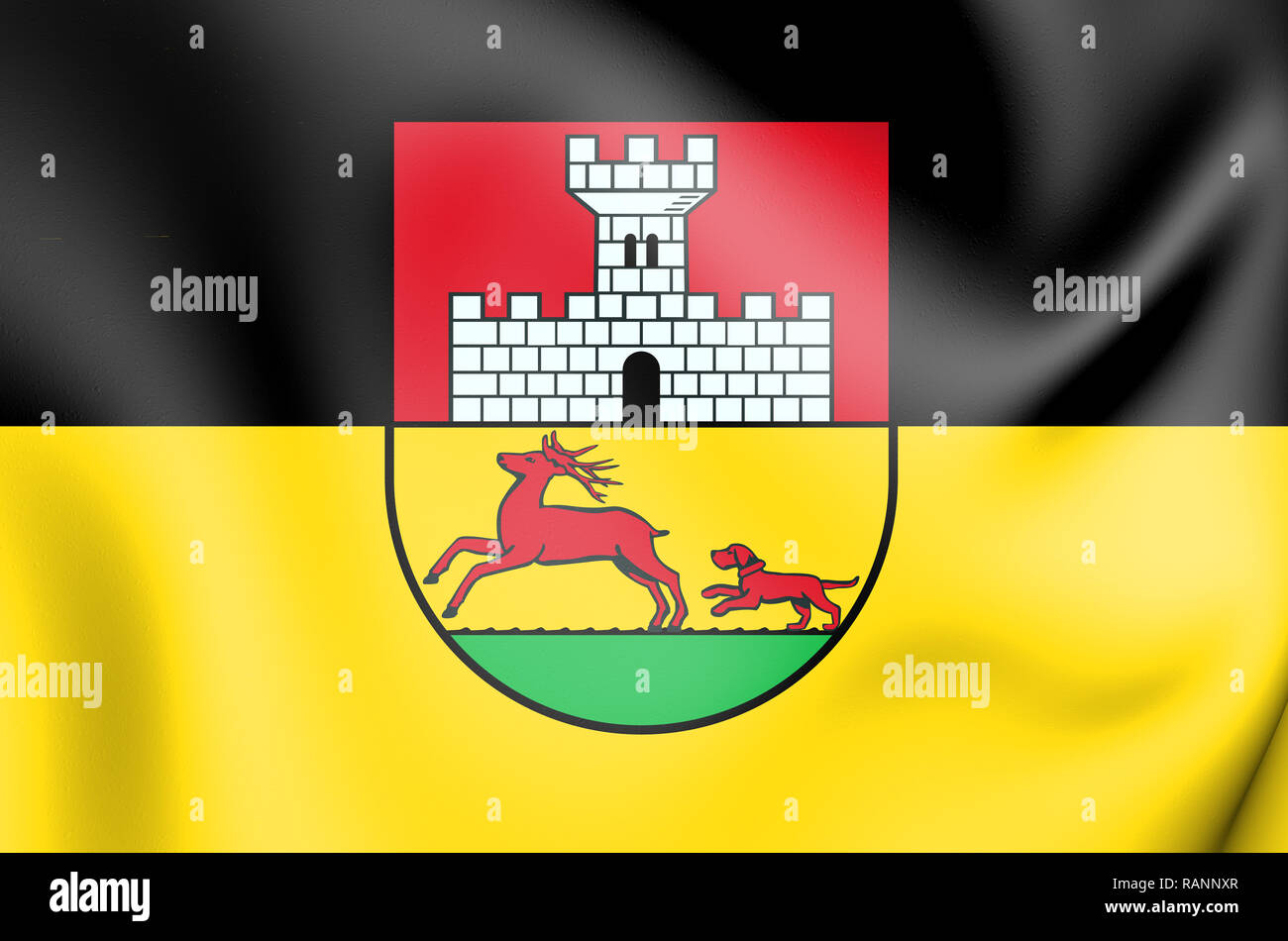 3D Bandiera di Hohenmoelsen (Sassonia-Anhalt), Germania. 3D'illustrazione. Foto Stock