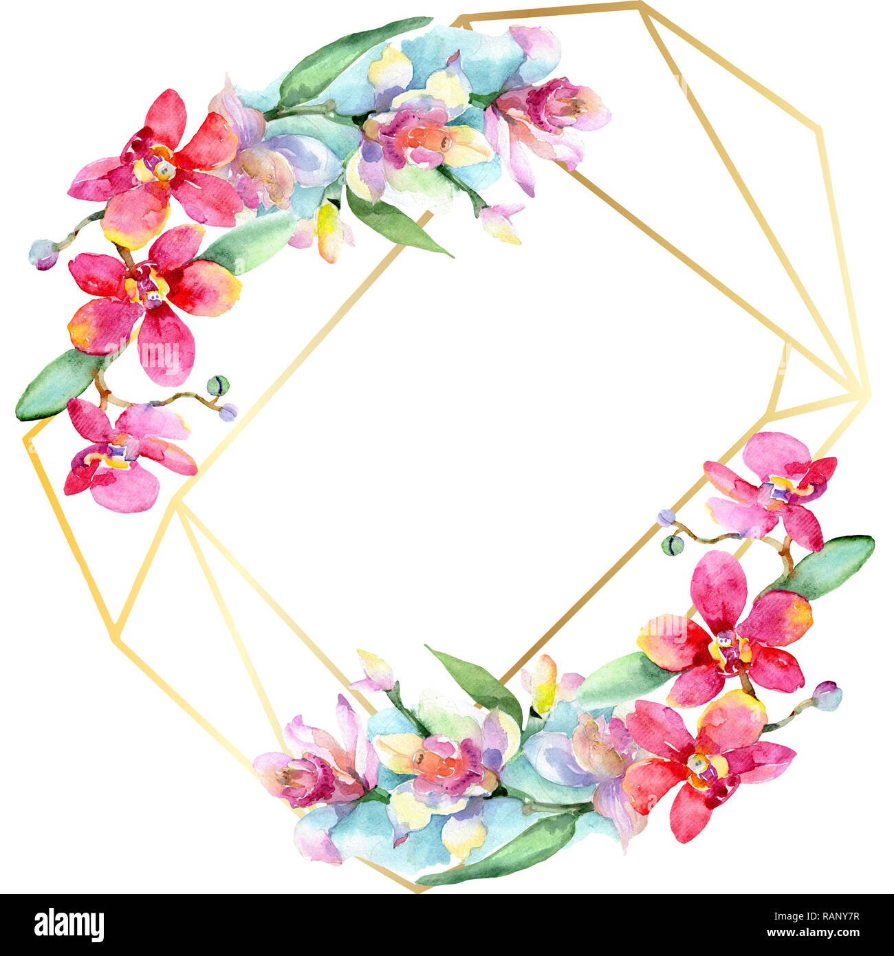 Orchid floreale di fiori botanica. Wild molla a balestra di fiori selvaggi isolati. Acquerello illustrazione dello sfondo impostato. Disegno ad acquerello fashion aquarelle è Foto Stock