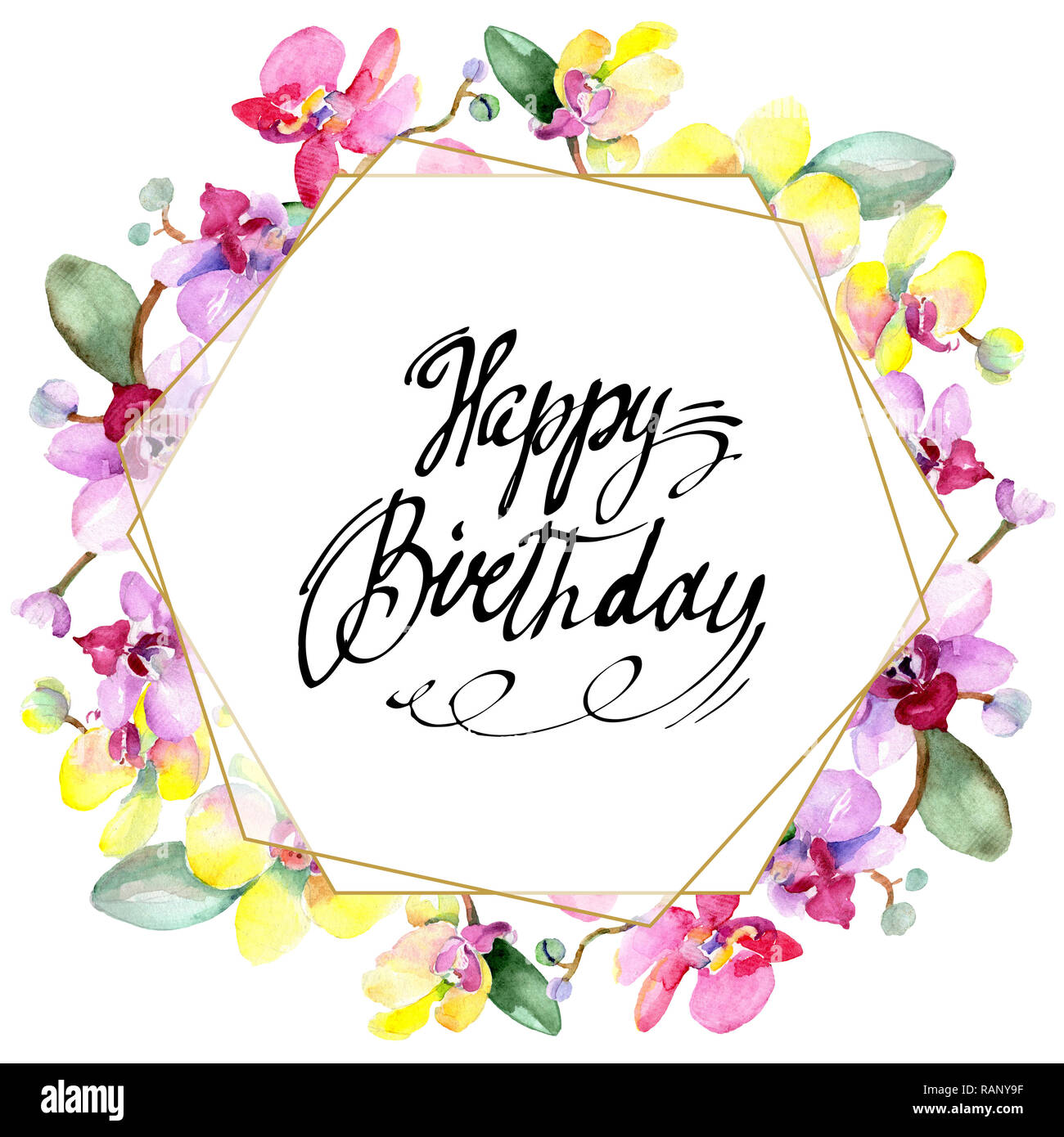 Orchid floreale di fiori botanica. Wild molla a balestra di fiori selvaggi isolati. Acquerello illustrazione dello sfondo impostato. Disegno ad acquerello fashion aquarelle è Foto Stock