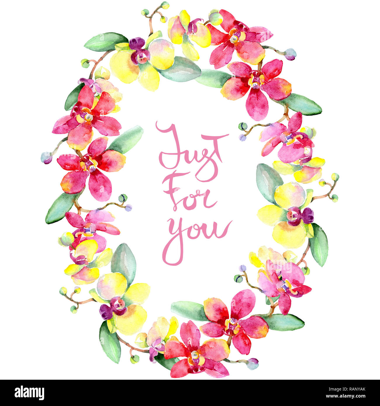 Orchid floreale di fiori botanica. Wild molla a balestra di fiori selvaggi isolati. Acquerello illustrazione dello sfondo impostato. Disegno ad acquerello fashion aquarelle è Foto Stock