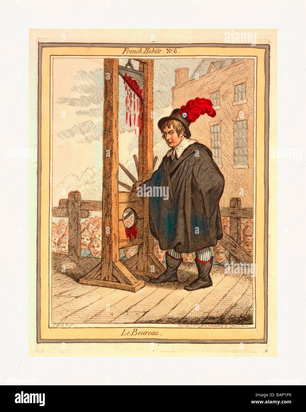 Le Boureau, Gillray James, 1756-1815, incisione 1798, George Tierney vestito come un carnefice in piedi accanto a un reinventato Foto Stock