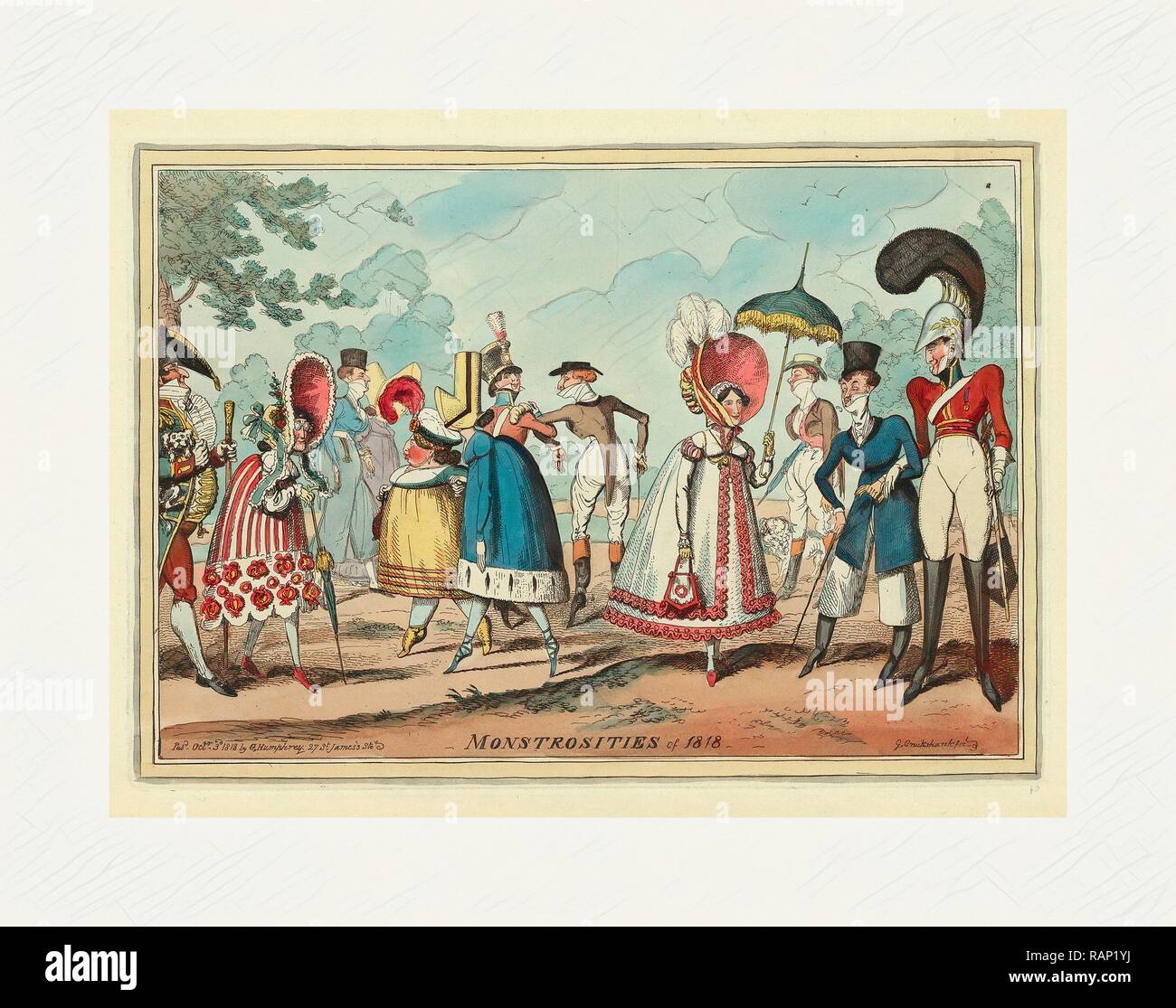 Mostruosità di 1818, incisione 1818, inusuali stili di abbigliamento di  moda maschile quanto femminile, in particolare vestiti reinventato Foto  stock - Alamy