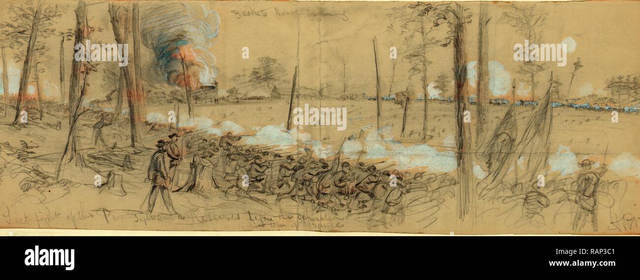 Grant's grande campagna, ultima lotta della Pennsylvania si riserva, disegno, 1862-1865, da Alfred R Waud, 1828-1891, un reinventato Foto Stock