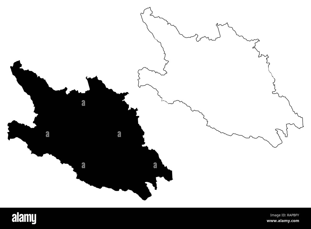 Hoa Binh provincia (Repubblica socialista del Vietnam, suddivisioni del Vietnam) mappa illustrazione vettoriale, scribble schizzo Tinh Hoa Binh mappa Illustrazione Vettoriale