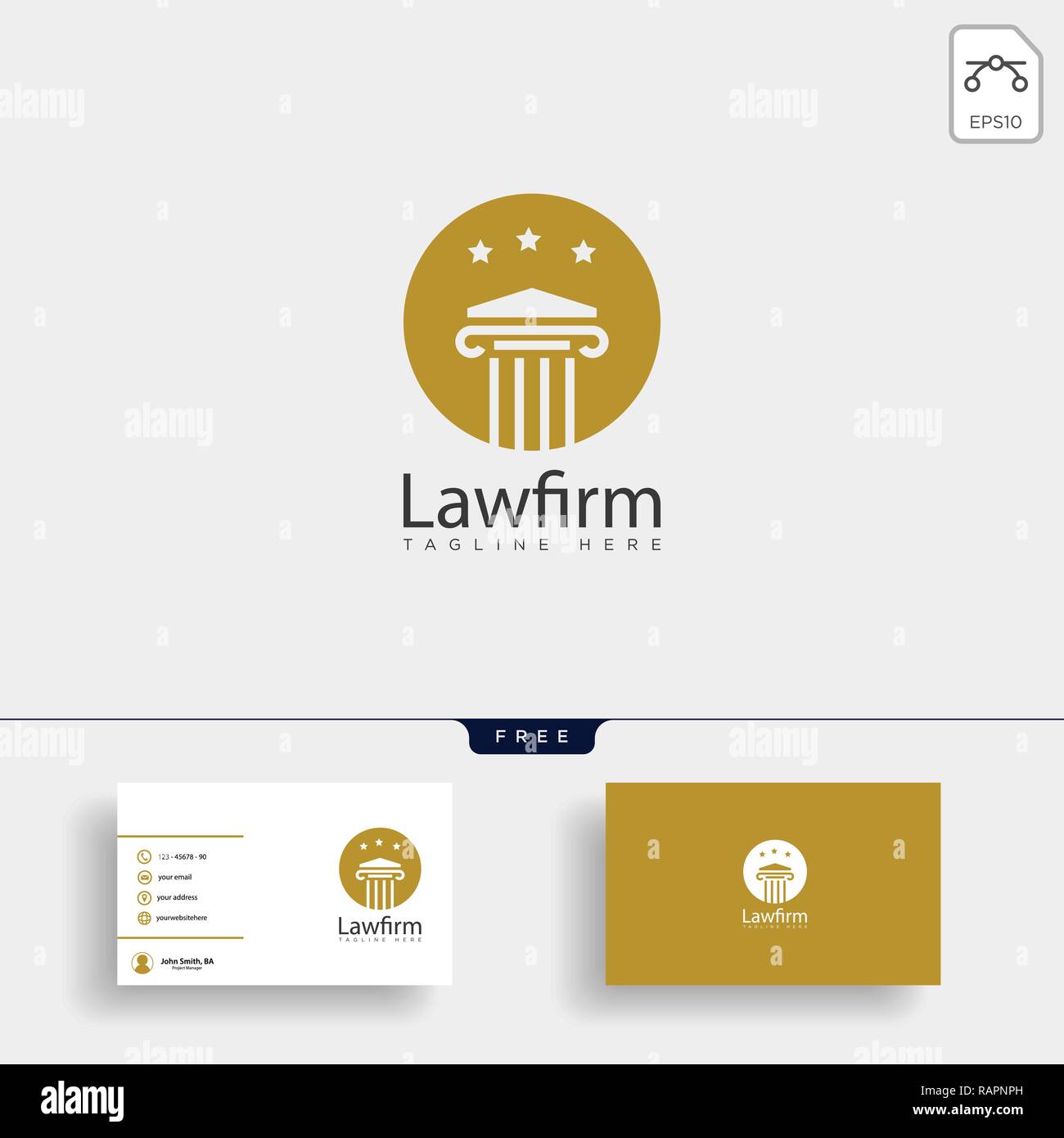 Studio Legale Avvocato logo creativo con il modello di business card Illustrazione Vettoriale