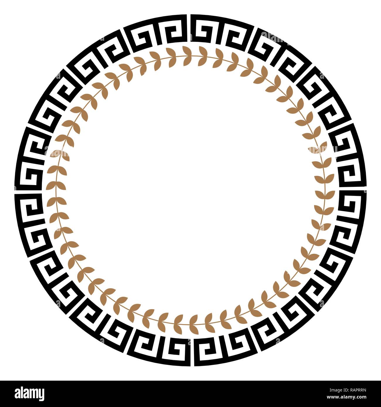 Chiave greca cornice rotonda. Tipica egiziano, Assiri e motivi greco bordo del cerchio. Illustrazione Vettoriale