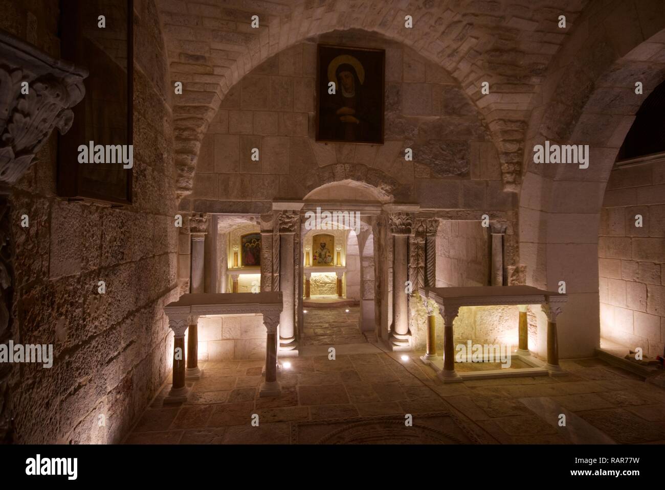 Il rinnovato "prigione di Cristo " cappella all interno la chiesa del Santo Sepolcro di Gerusalemme Foto Stock