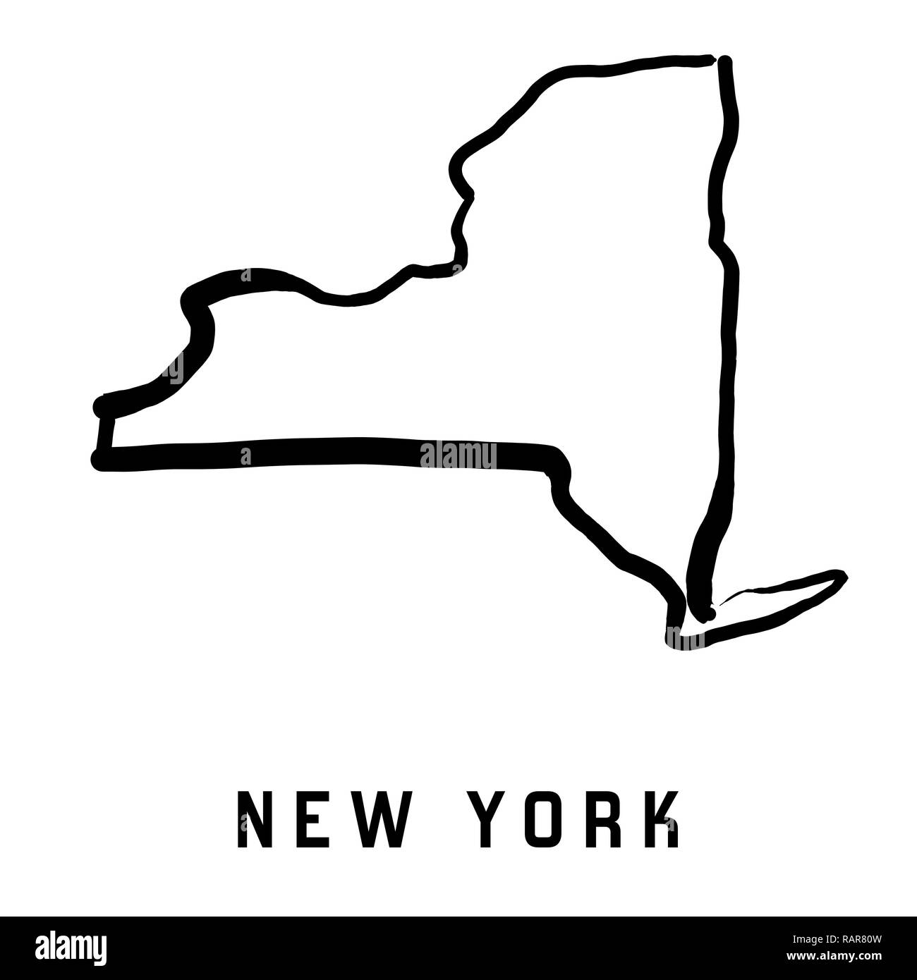 Lo stato di New York mappa delineare - liscia ci semplificata stato di forma mappa vettoriale. Illustrazione Vettoriale