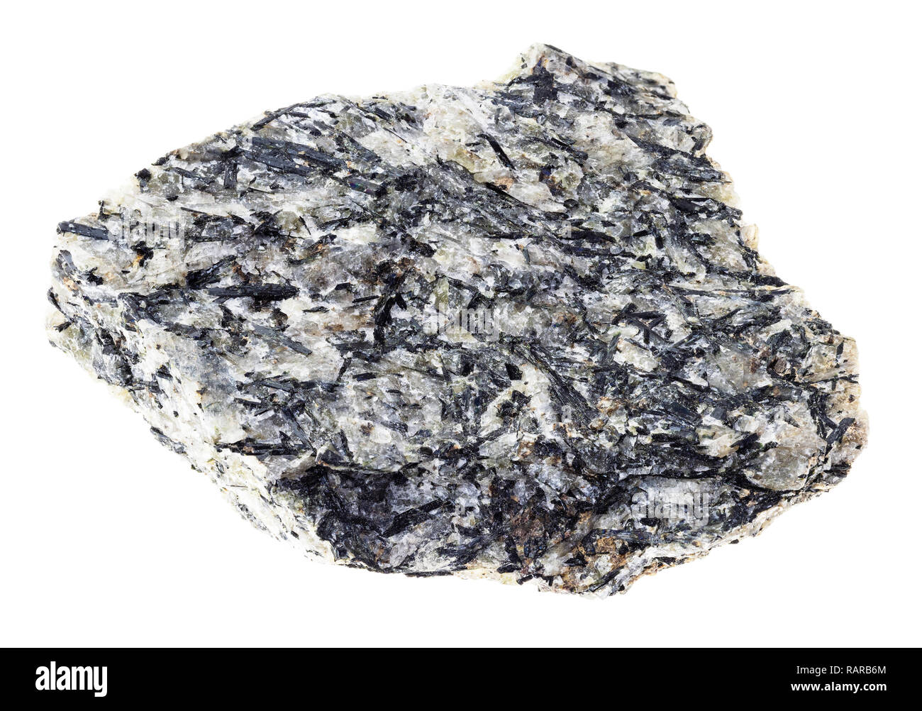 La fotografia macro di naturale minerale da collezione geologica - materie lujaurite (lujavrite, nefelina sienite) pietra su sfondo bianco Foto Stock