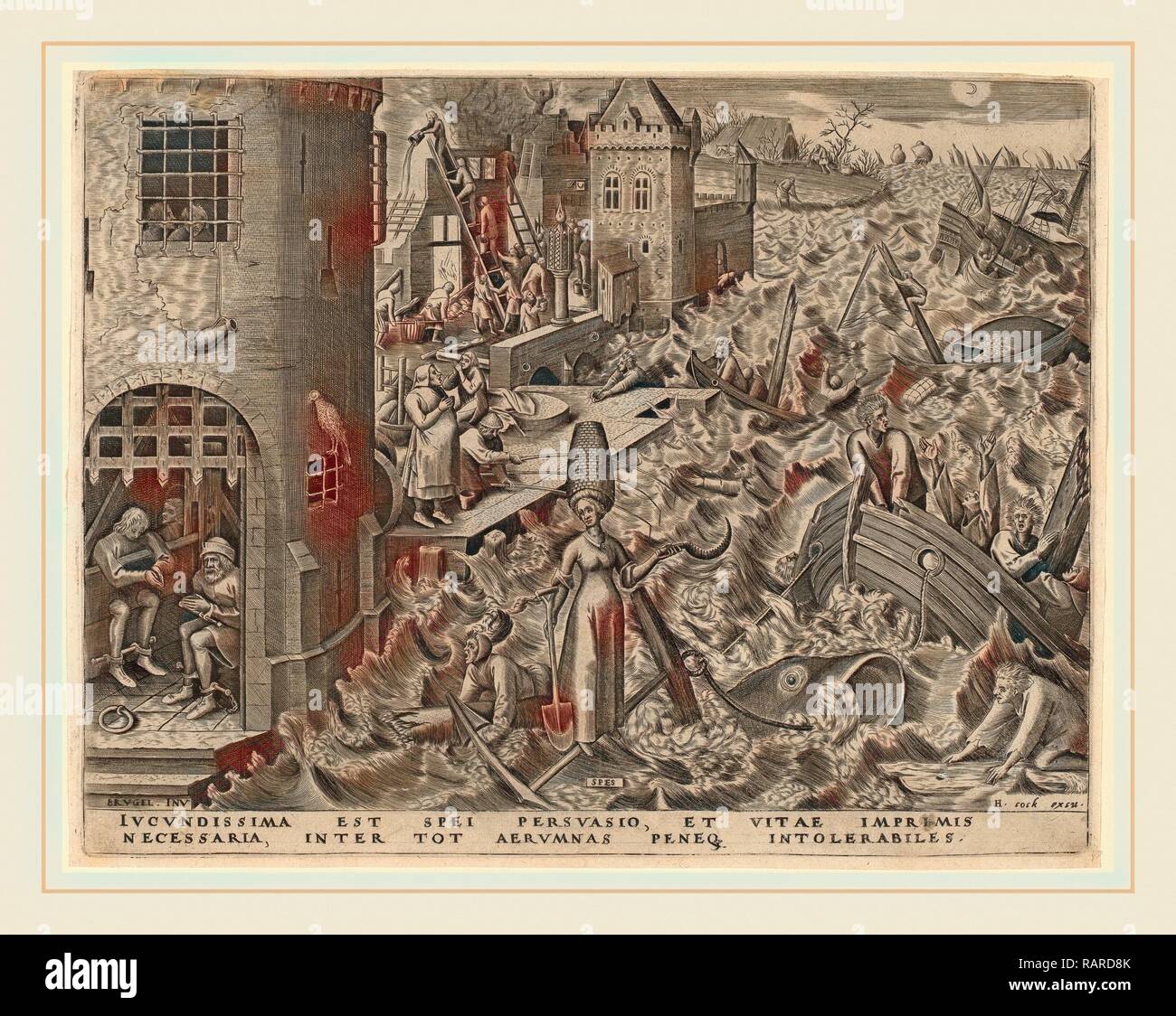 Attribuito a Philip Galle dopo Pieter Bruegel il Vecchio (fiammingo, 1537-1612), la speranza, pubblicato in 1559, incisione reinventato Foto Stock