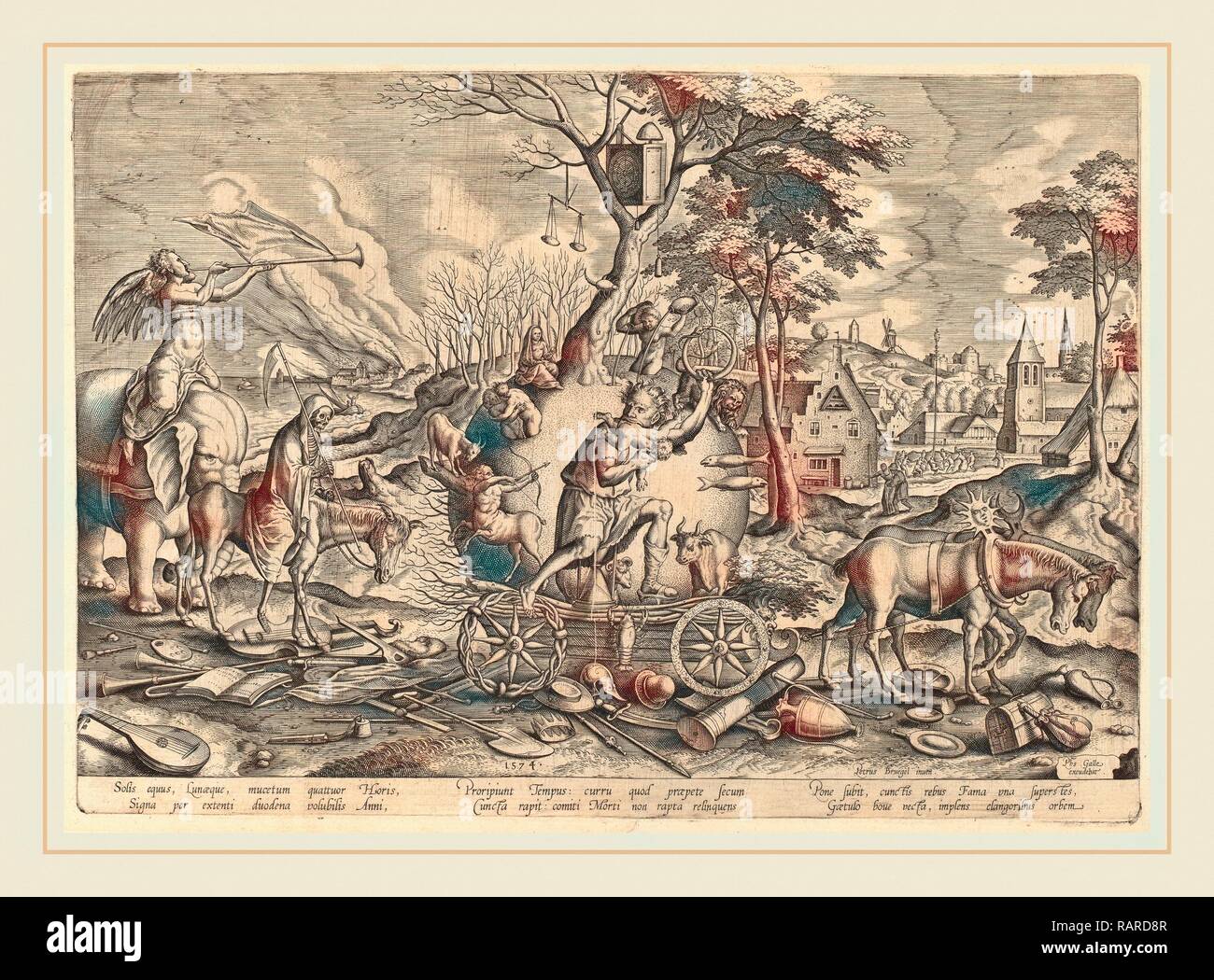 Philip Galle dopo Pieter Bruegel il Vecchio (fiammingo, 1537-1612), il Trionfo del tempo, pubblicato nel 1574, incisione reinventato Foto Stock