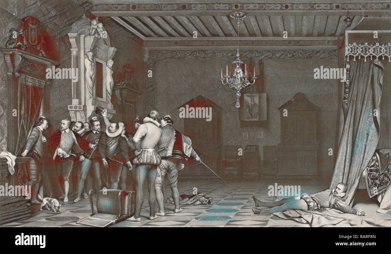 La pittura di Paul Delaroche: Assassinat du Duc de Guise au Chateau de Blois, Robert Jefferson Bingham, Goupil & Cie reinventato Foto Stock