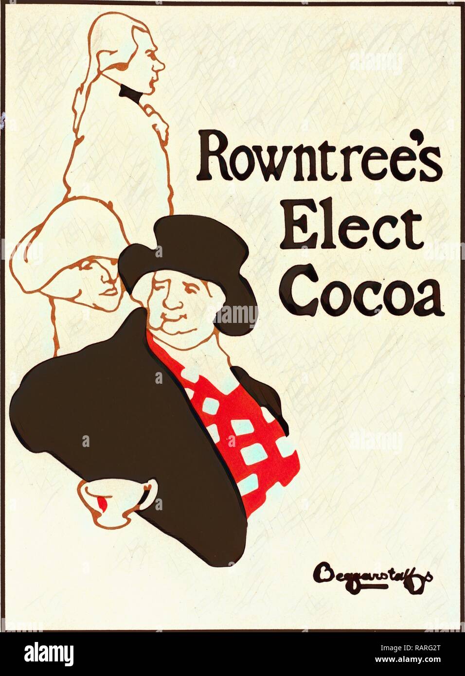 Poster inglese Rowntree per eleggere il cacao. Pryde, Giacomo (1866-1941), artista. Reinventato da Gibon. Arte Classica con un reinventato Foto Stock