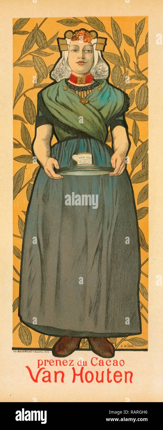 Poster per le Cacao Van Houten. Willette, Adolphe, 1857- 1926. Pittore Francese, illustrator, caricaturista, e reinventato Foto Stock