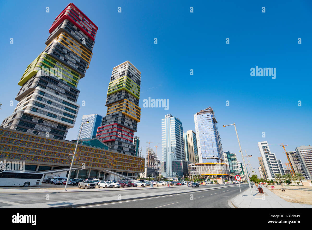 Lusail Città nuova città in costruzione in Qatar nel Medio Oriente Foto Stock