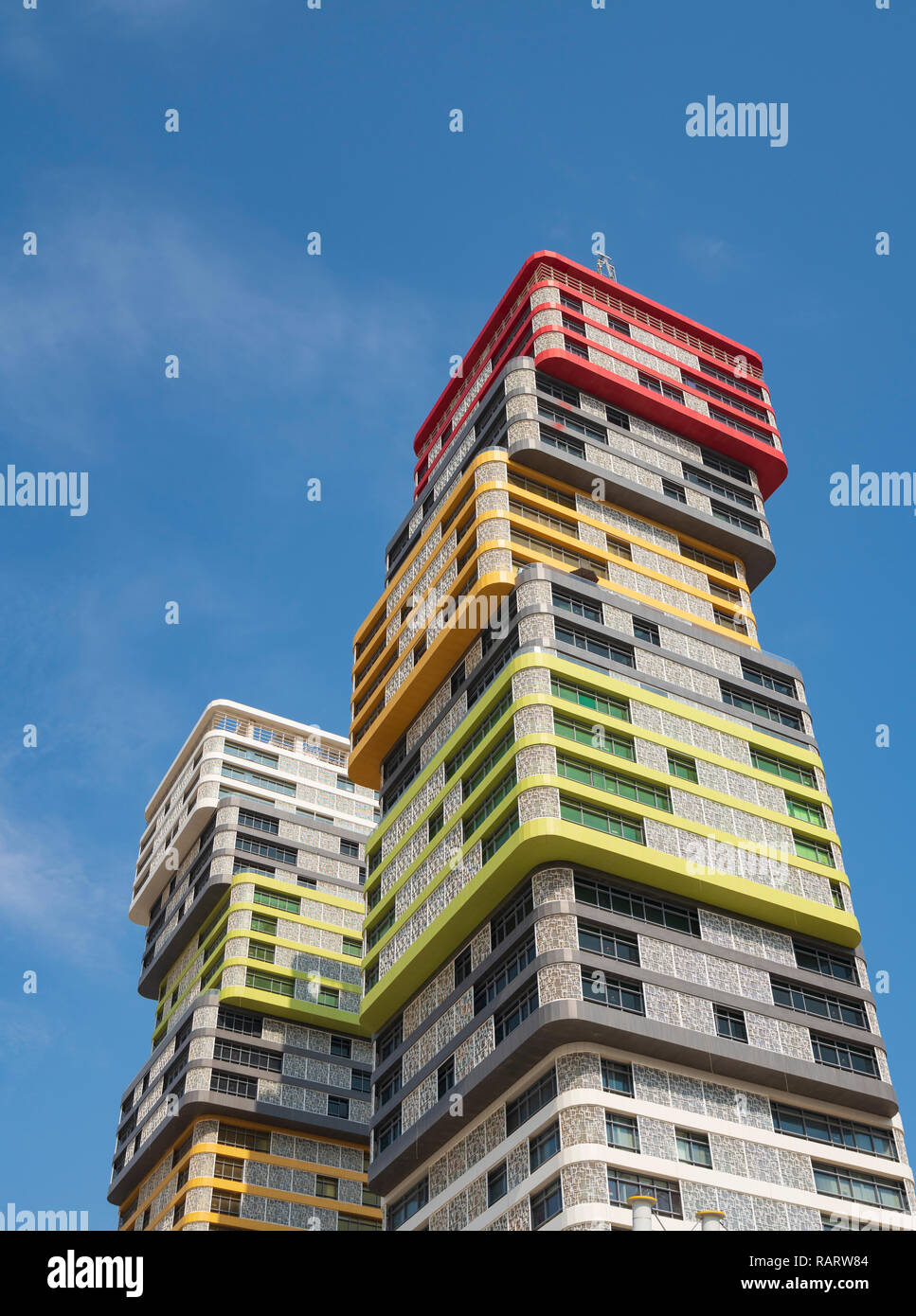 Dettaglio del nuovo appartamento torri in città Lusail nuova città in costruzione in Qatar nel Medio Oriente Foto Stock