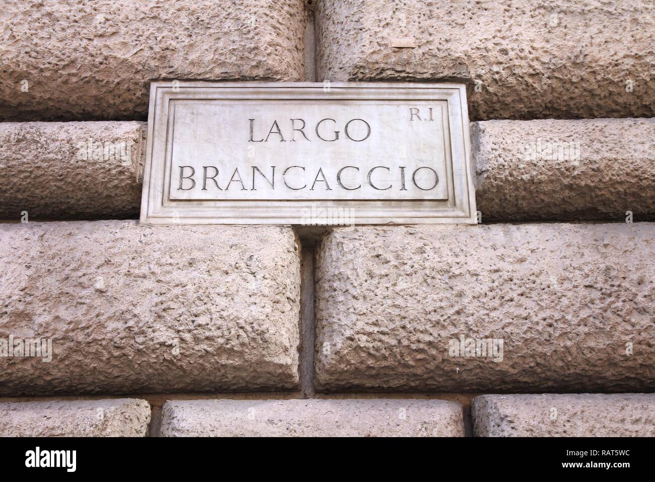 Largo Brancaccio - old street sign in Roma, Italia Foto Stock