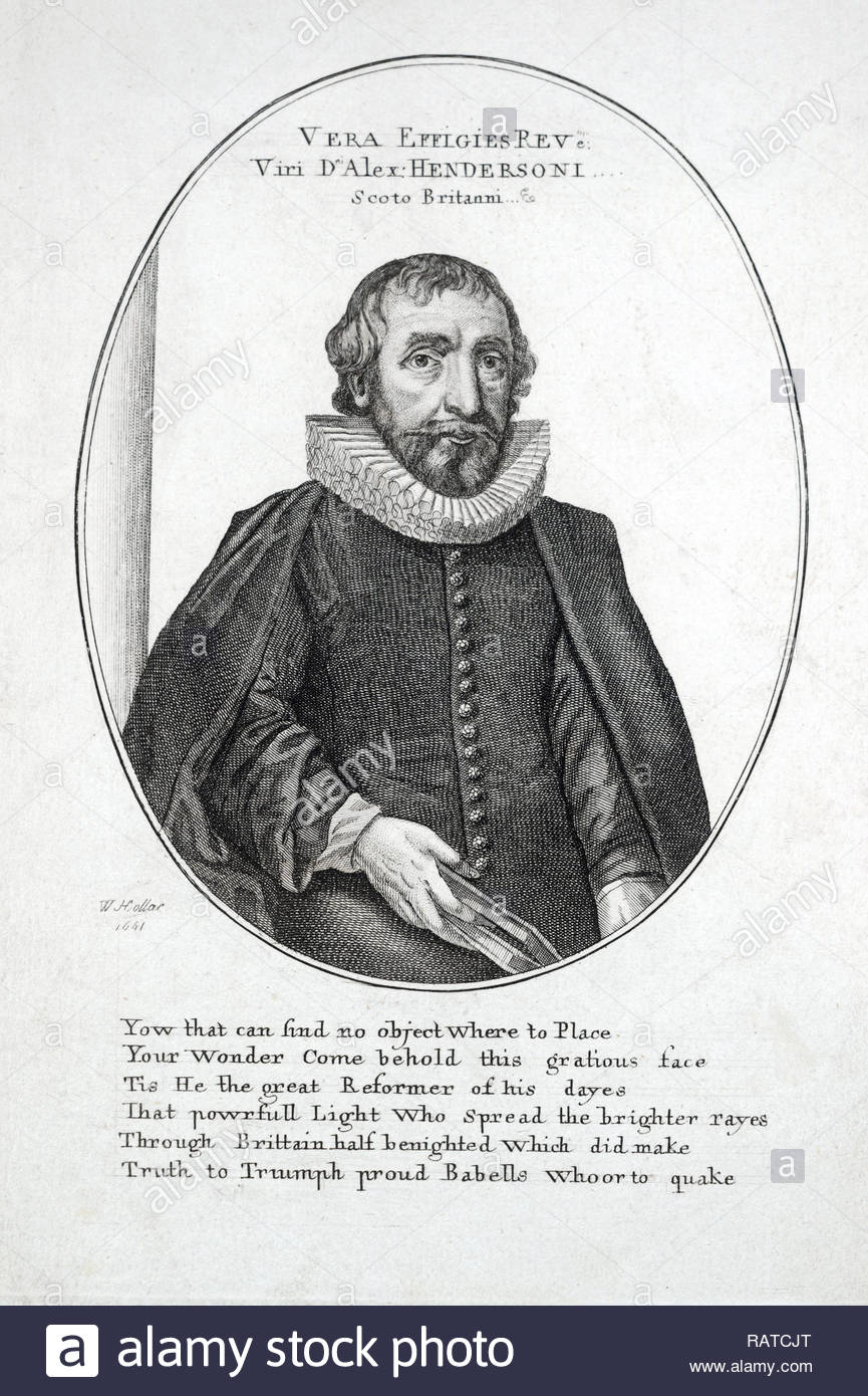 Alexander Henderson ritratto, 1583 - 1646, è stato un teologo scozzese, e un importante statista ecclesiastica del suo periodo. Egli è considerato il secondo fondatore della chiesa riformata in Scozia, attacco da incisore boemo Wenceslaus Hollar dal 1641 Foto Stock