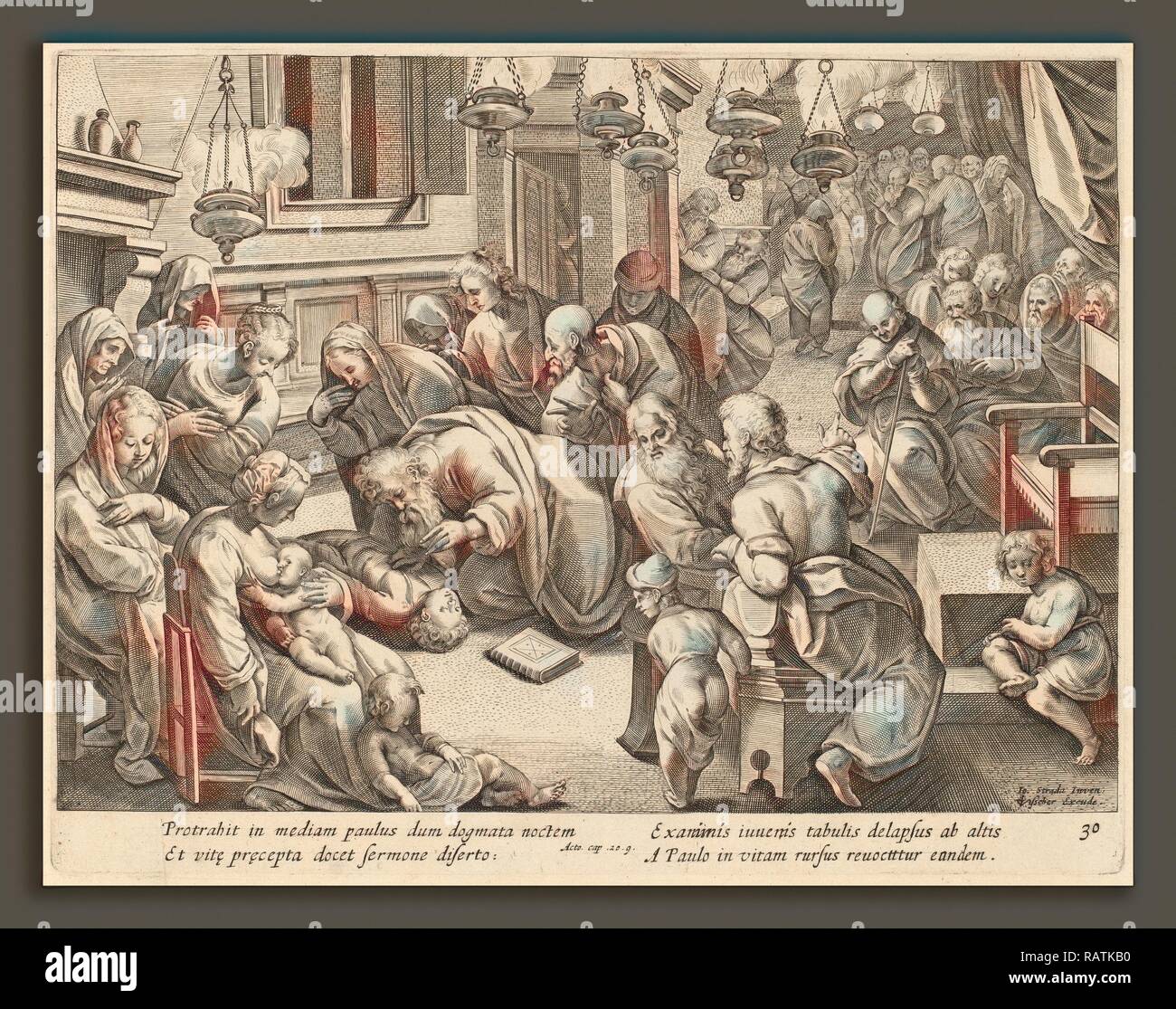 Philip Galle dopo Jan van der Straet (fiammingo, 1537 - 1612), la caduta di Euthychus, incisione. Reinventato Foto Stock