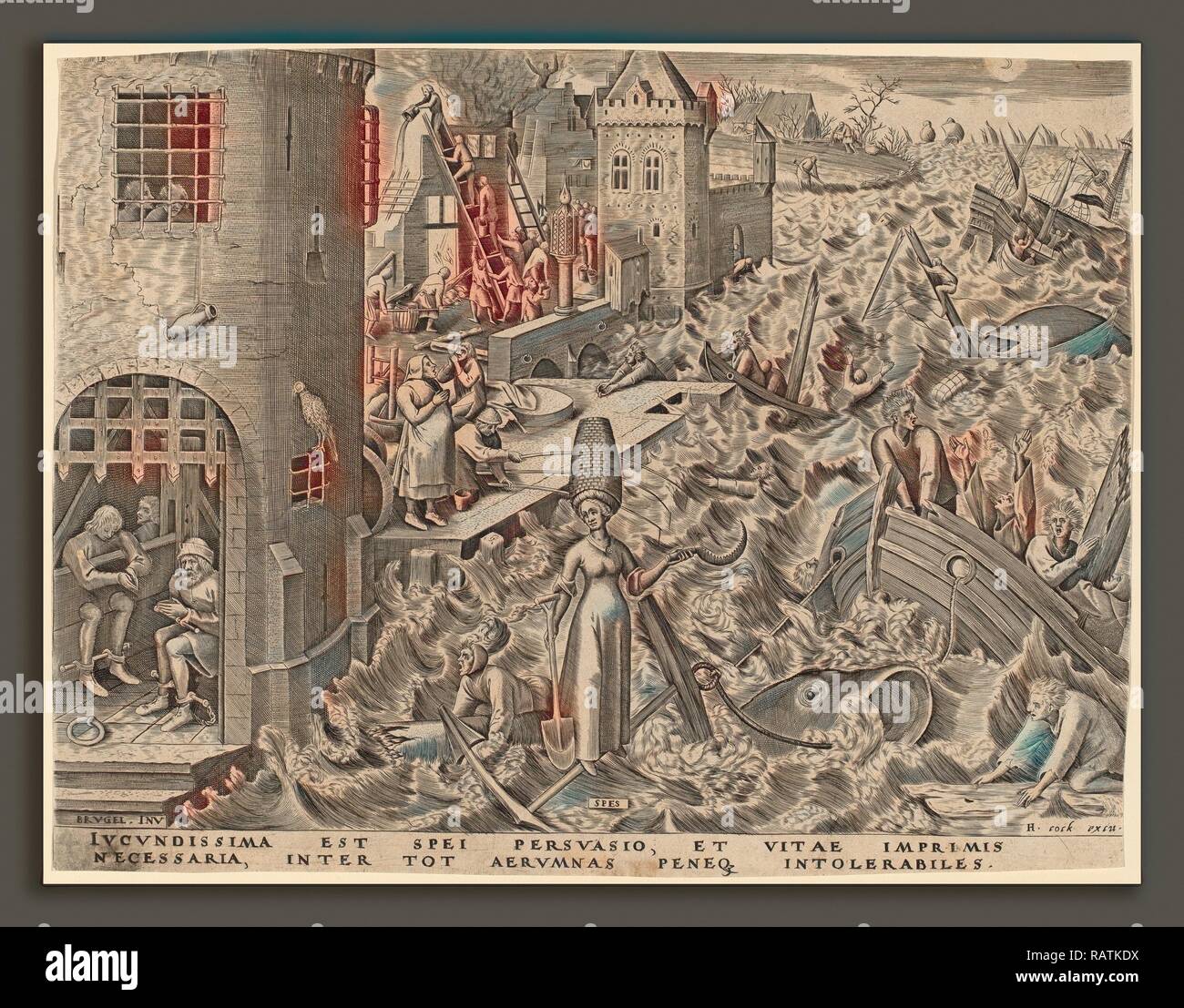 Attribuito a Philip Galle dopo Pieter Bruegel il Vecchio (fiammingo, 1537 - 1612), la speranza, pubblicato in 1559, incisione reinventato Foto Stock