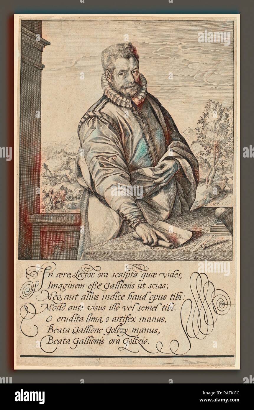 Hendrik Goltzius (Olandese, 1558 - 1617), Philip Galle, 1582, incisioni su carta vergata. Reinventato da Gibon. Arte Classica reinventato Foto Stock