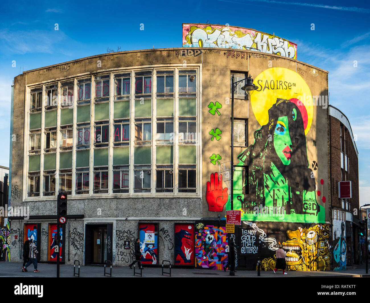 Shoreditch Centro Sociale e Galleria rosso, centro culturale sulla Great Eastern Street & Rivington Street nella zona est di Londra Foto Stock