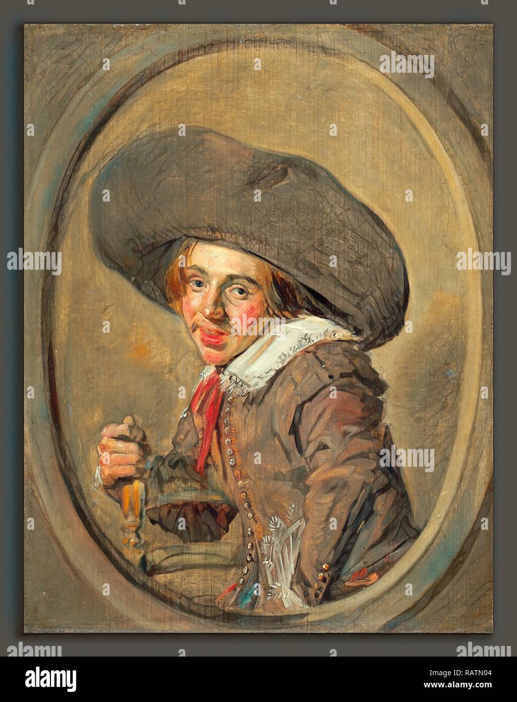 Frans Hals (Olandese, c. 1582-1583 - 1666), un giovane uomo in un grande cappello, 1626-1629, olio su pannello. Reinventato Foto Stock