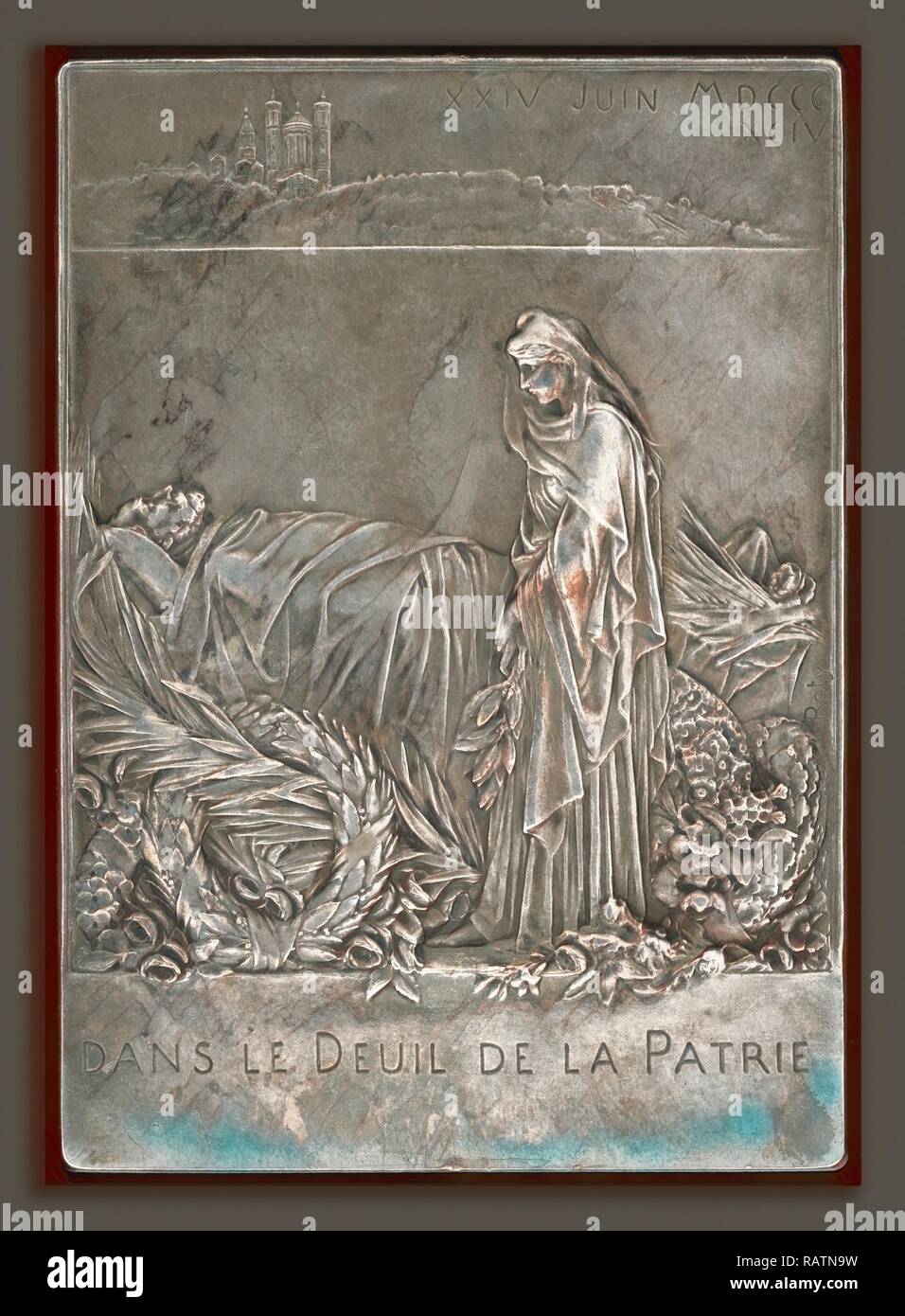 Louis-Oscar Roty, Francia in lutto per il Presidente della Repubblica francese, 1846 - 1911, 1894, medaglia di bronzo. Reinventato Foto Stock