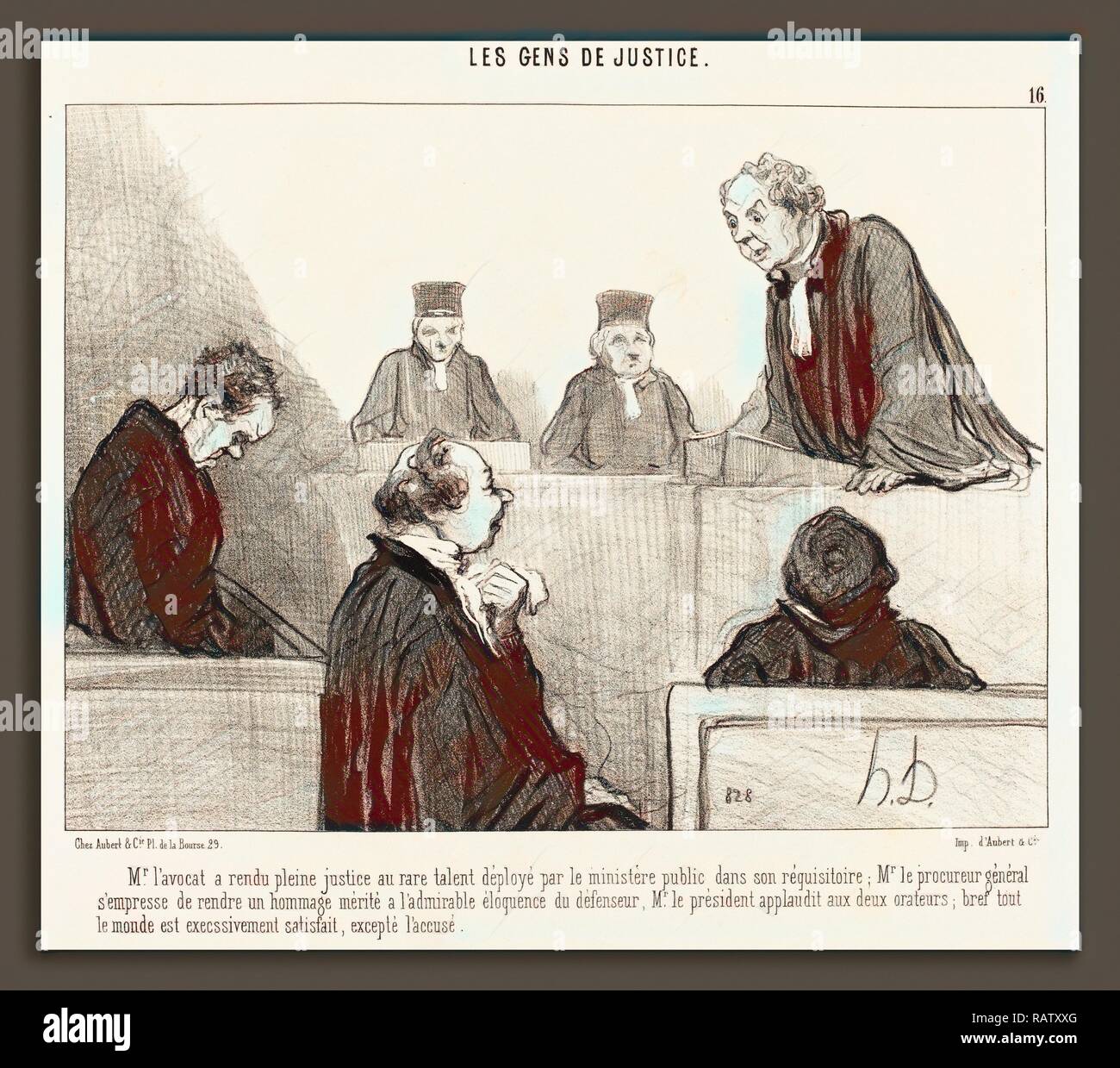 Honoré Daumier (francese, 1808 - 1879), il sig. l'avocat un rendu pleine giustizia, 1846, litografia. Reinventato Foto Stock