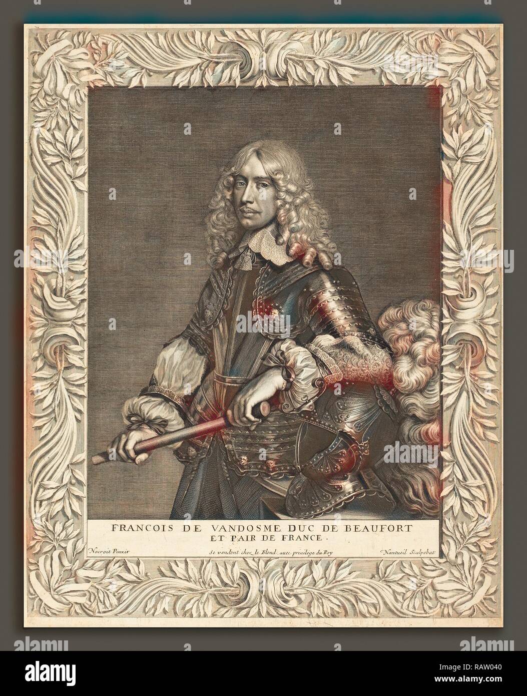 Robert Nanteuil dopo Jean Nocret (francese, 1623 - 1678), Francois, Duc de Beaufort, 1649, incisione. Reinventato Foto Stock