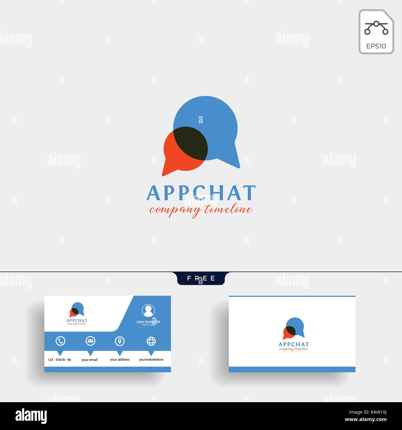 Messaggio di chat bolla modello logo illustrazione vettoriale e business card design Illustrazione Vettoriale