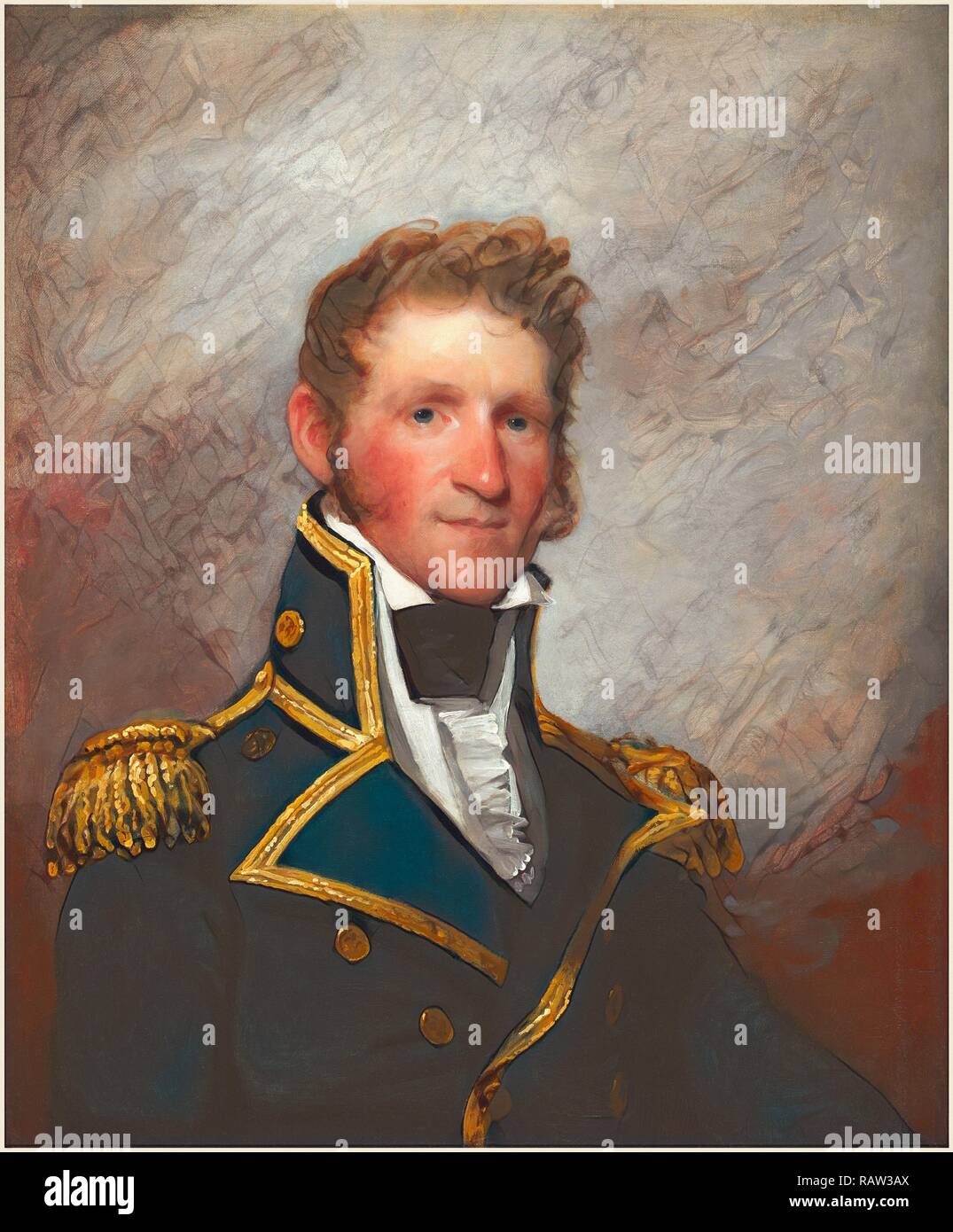 Gilbert Stuart, Commodore Thomas Macdonough, Americano, 1755-1828, c. 1815-1818, olio su legno. Reinventato Foto Stock