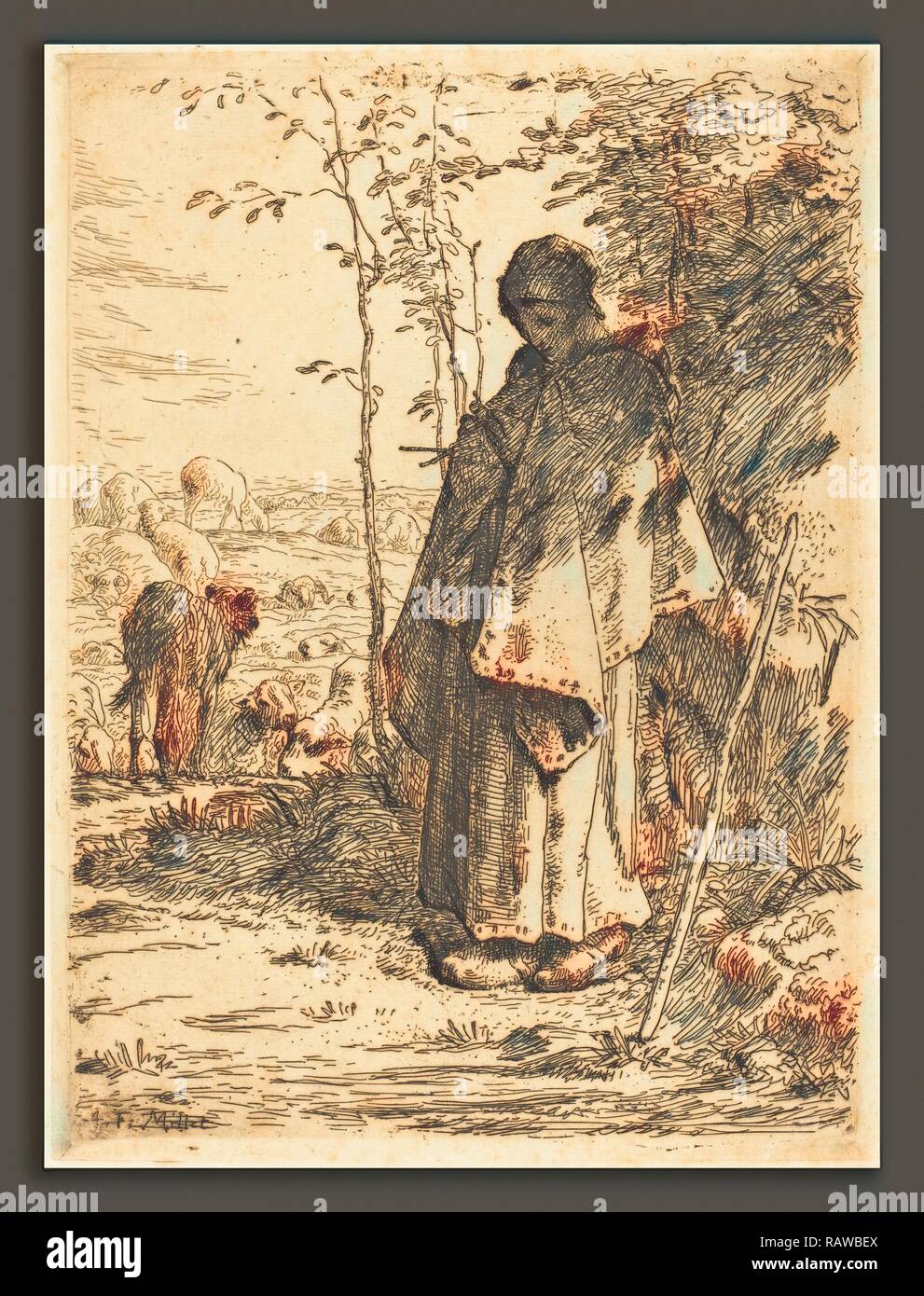 Jean-François Millet (francese, 1814 - 1875), il grande pastorella (La grande bergere), 1862, l'attacco. Reinventato Foto Stock